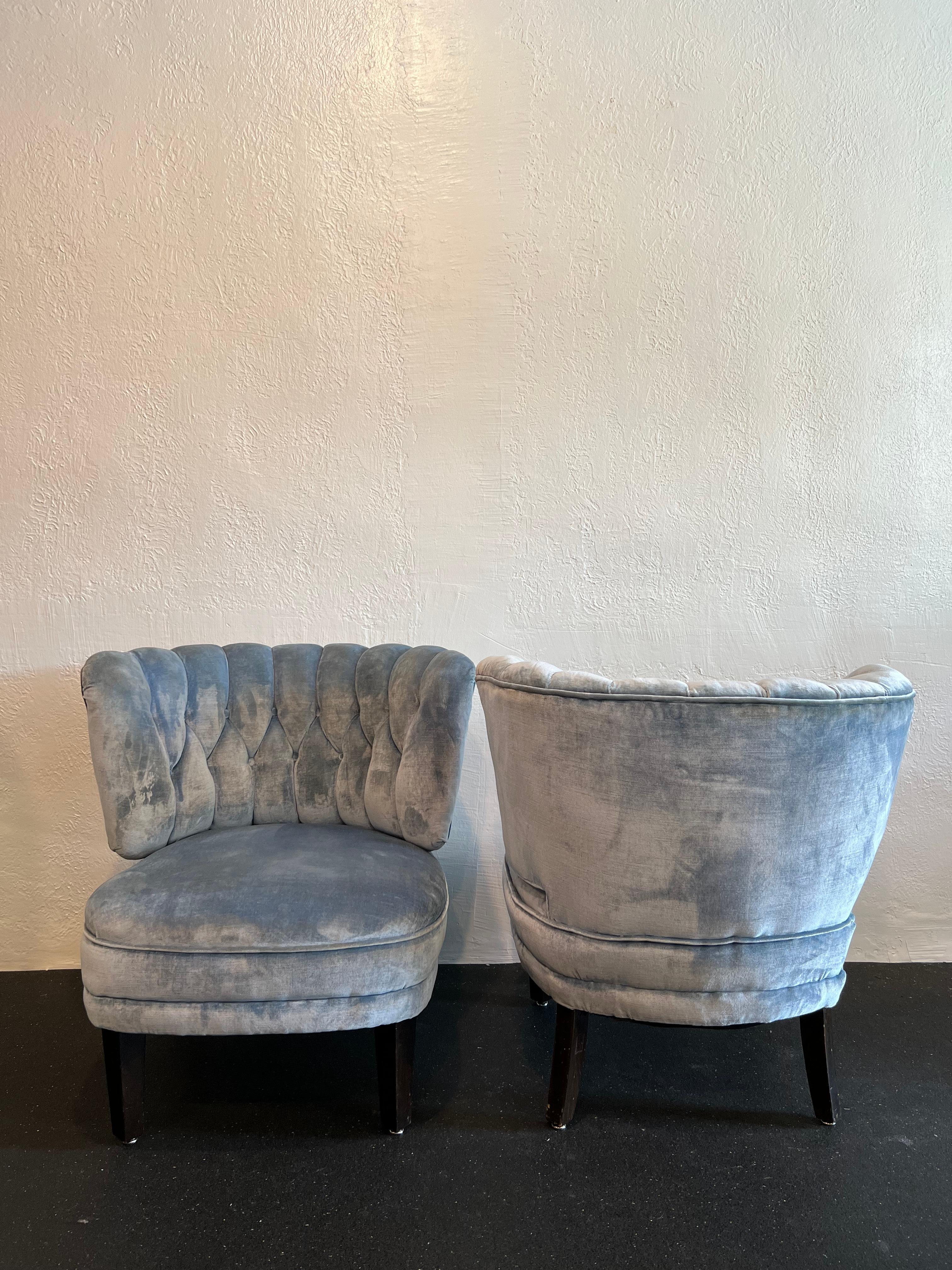 Otto Schulz Tufted Easy Chairs- a Pair In Good Condition For Sale In West Palm Beach, FL