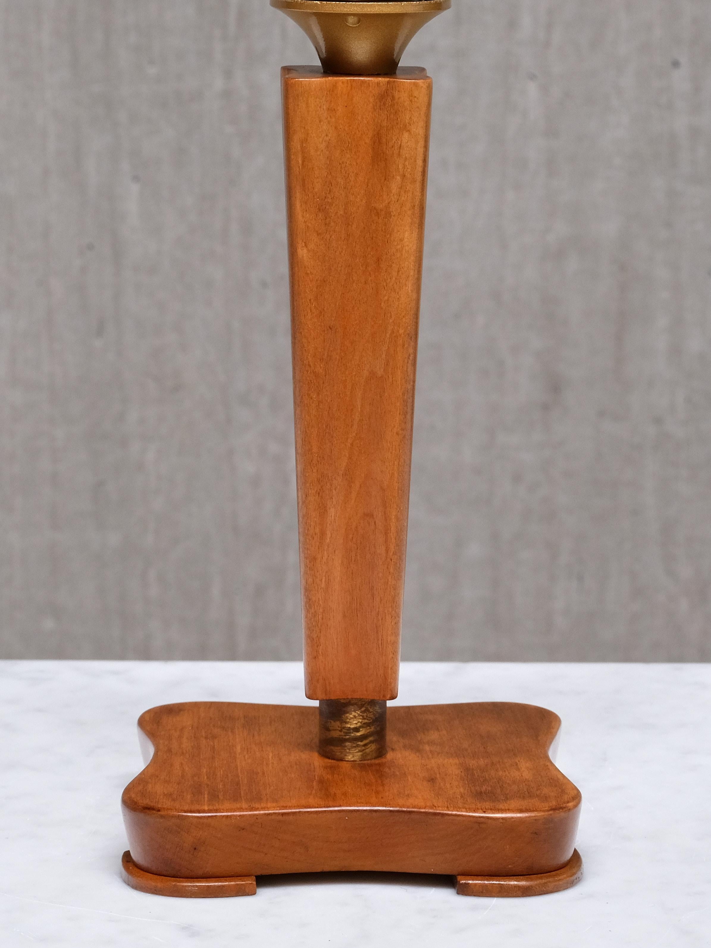 Otto Schulz Attributed Table Lamp in Birch, Brass and Linen, Sweden, 1940s In Good Condition For Sale In The Hague, NL