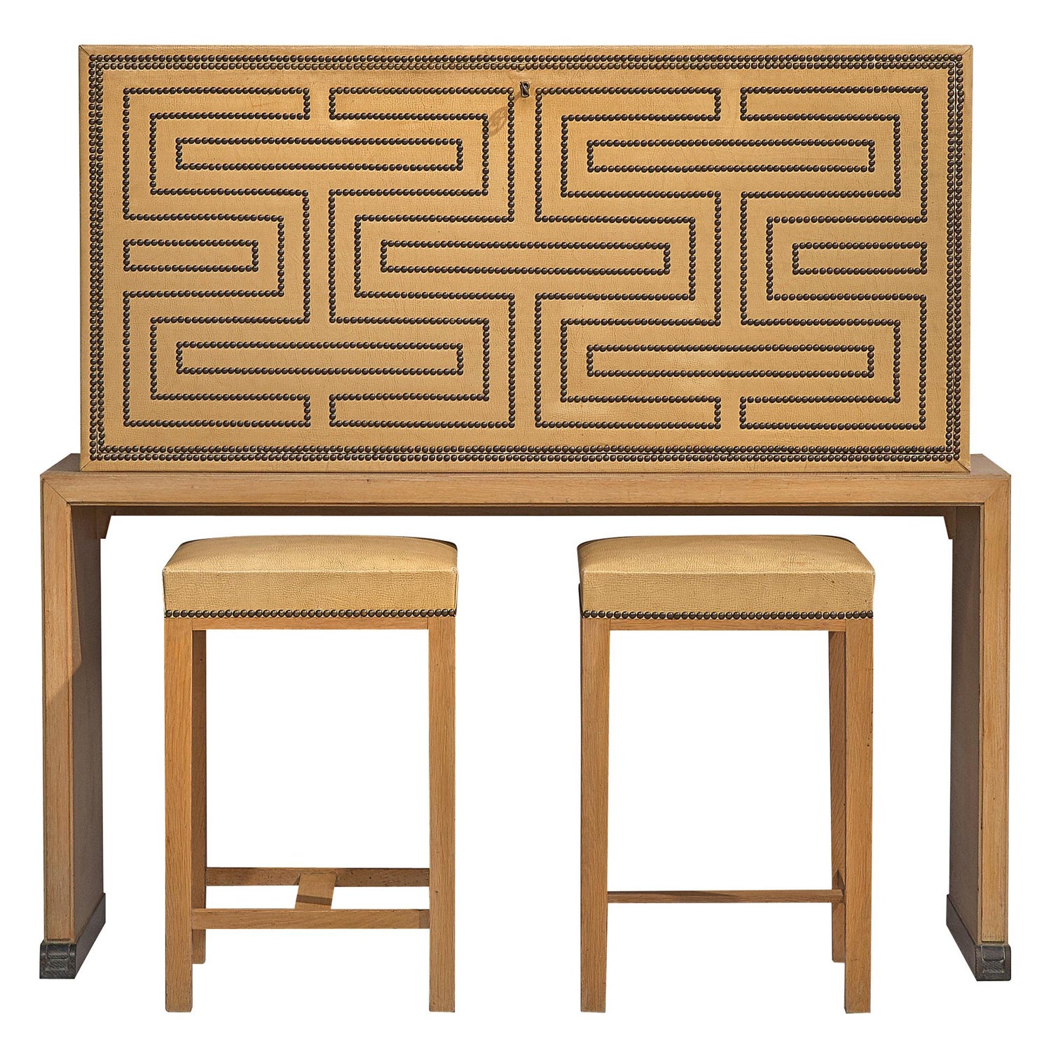 Otto Schulz Bar Cabinet With Matching Bar Stools Sweden Circa 1930s