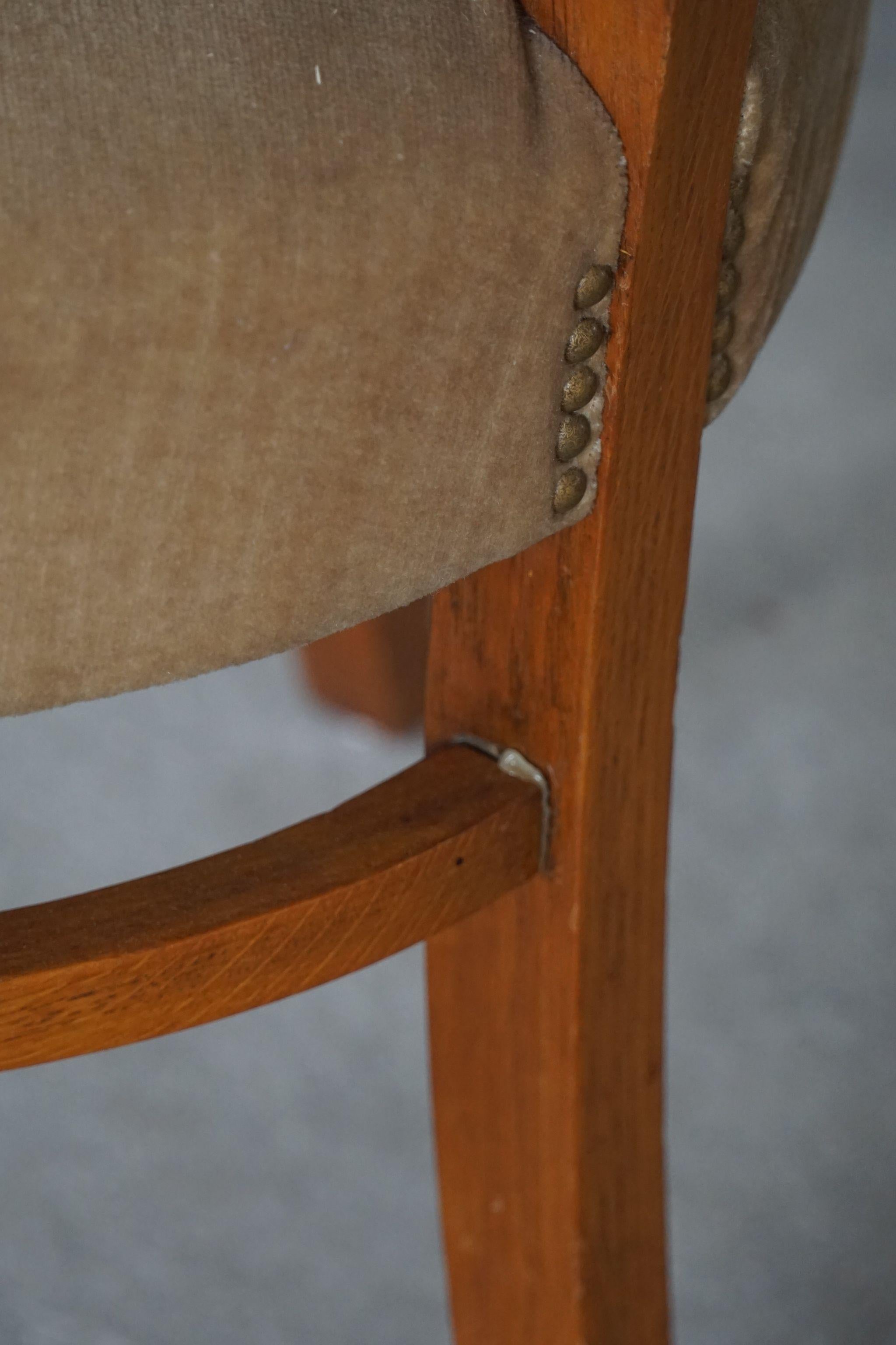 Otto Schulz, Dining Chair in Solid Oak, Upholstered in Velvet, Swedish Modern 6