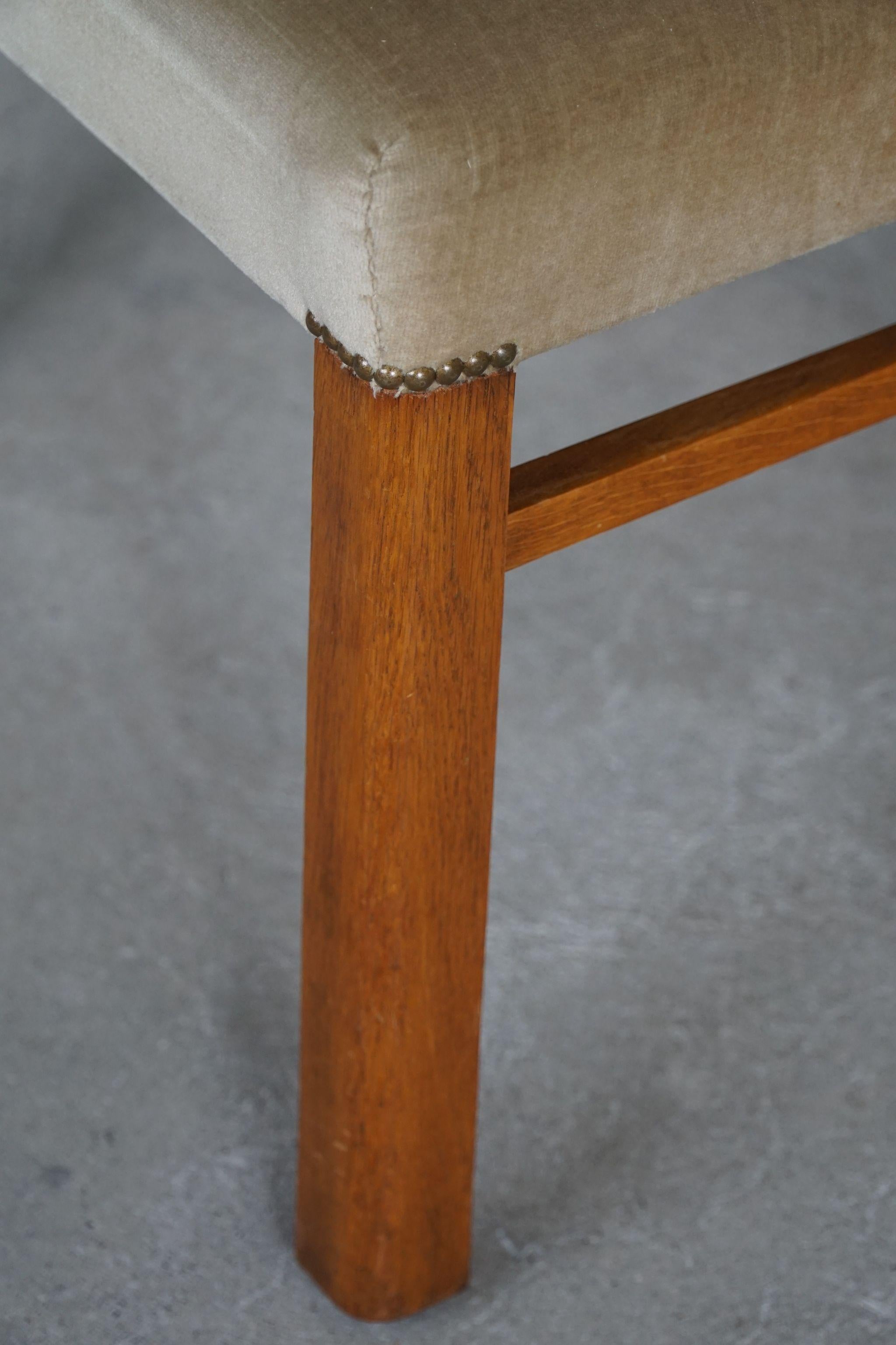 Otto Schulz, Dining Chair in Solid Oak, Upholstered in Velvet, Swedish Modern 3