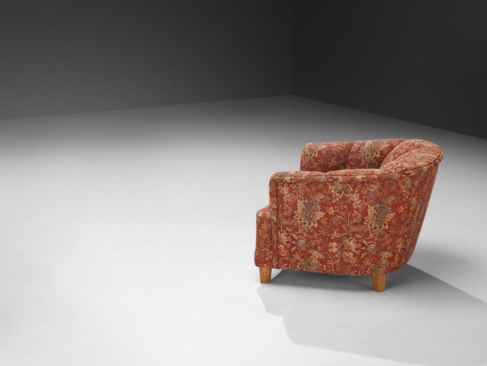 Svedese Otto Schulz per Boet Lounge Chair Tappezzeria floreale