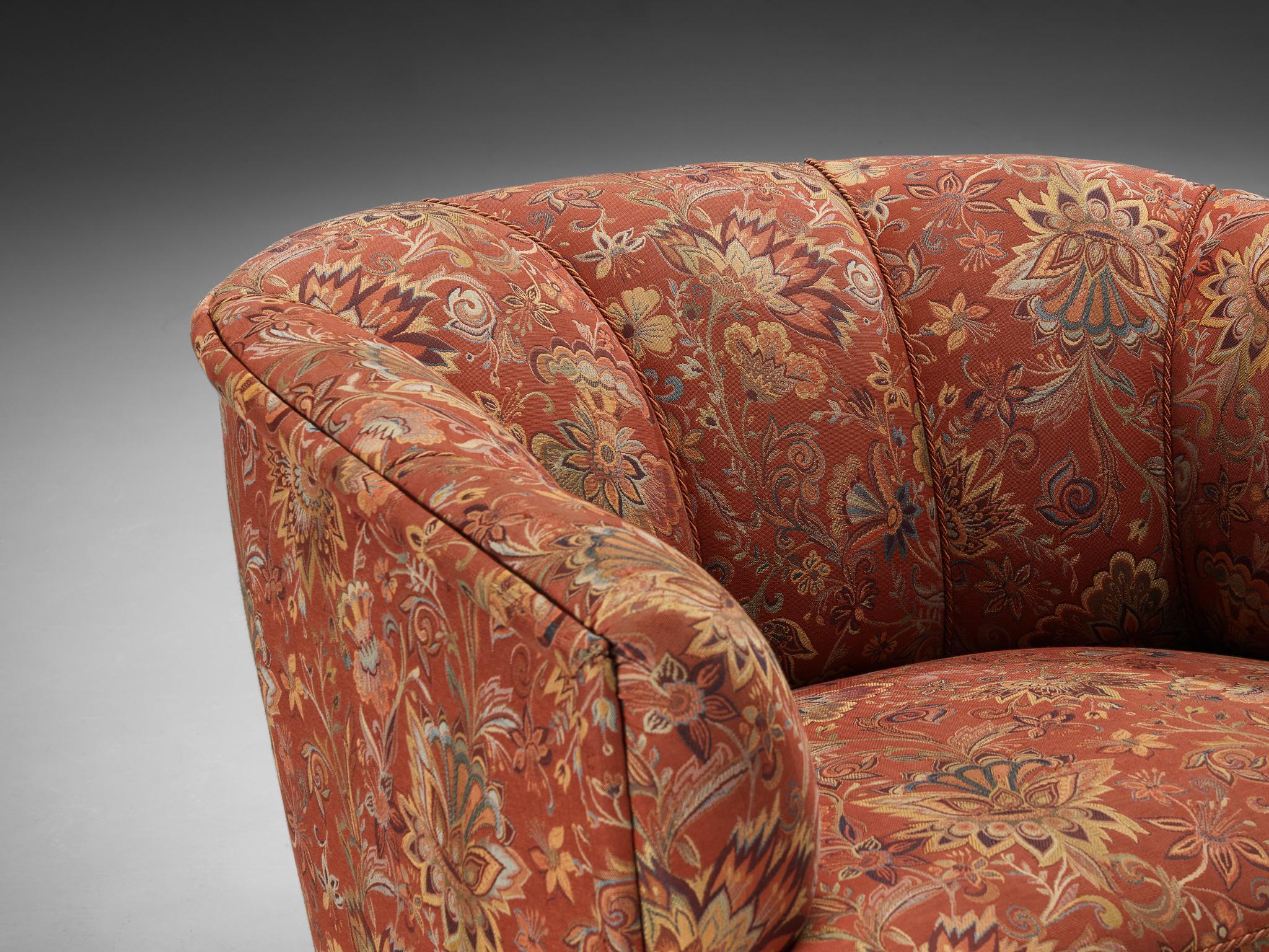 Fabric Otto Schulz for Boet Pair of Lounge Chairs in Floral Upholstery