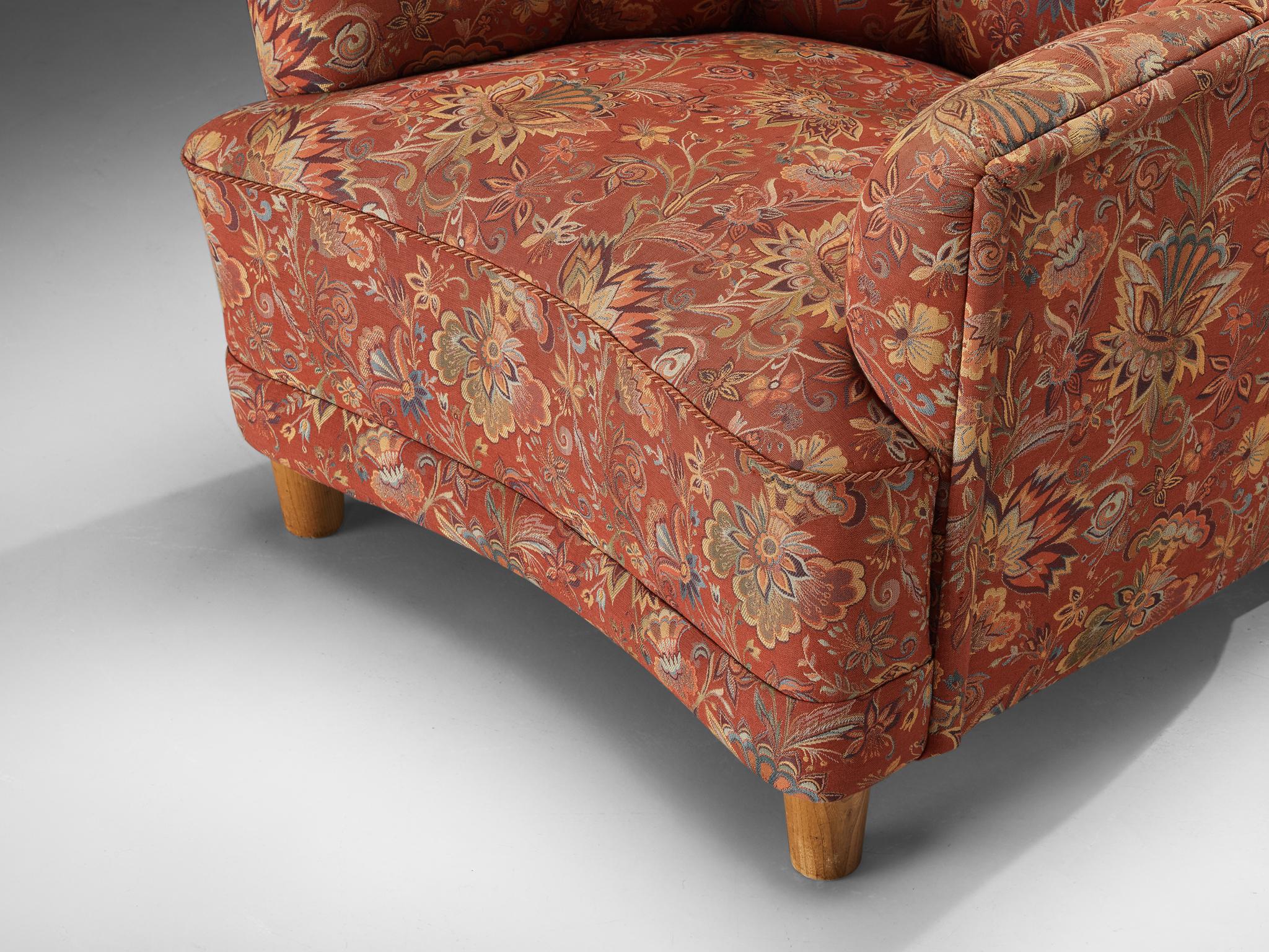 Otto Schulz for Boet Pair of Lounge Chairs in Floral Upholstery 1