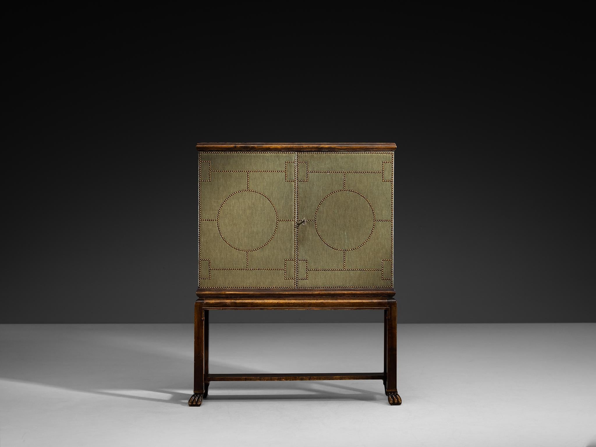 Svedese Otto Schulz per Boet Armadio raro in velluto di Sage, betulla e chiodi d'ottone in vendita