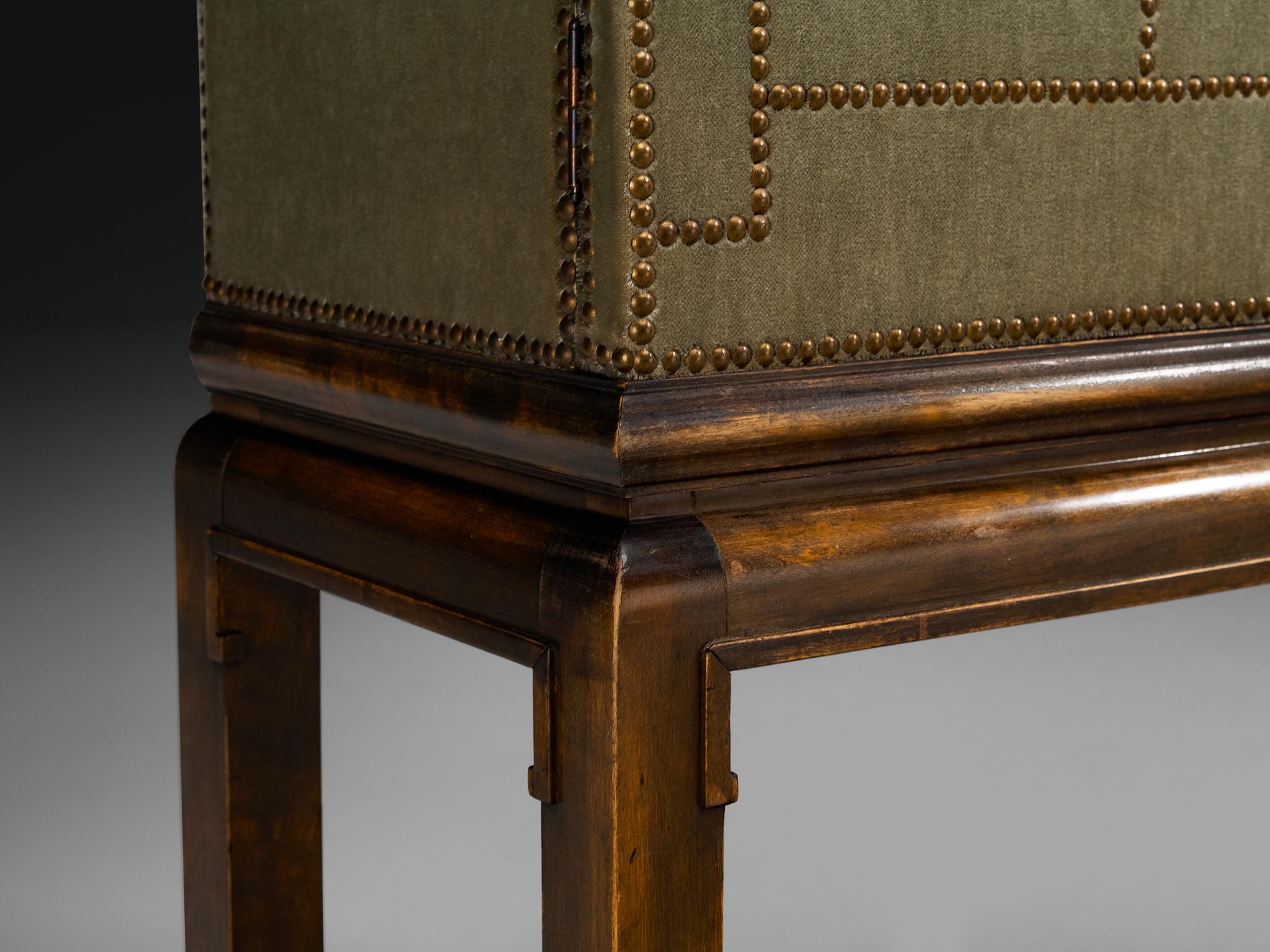 Otto Schulz per Boet Armadio raro in velluto di Sage, betulla e chiodi d'ottone In condizioni buone in vendita a Waalwijk, NL