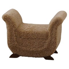 Otto Schulz for Boet, Stool Reupholstered in Lambswool, Swedish Modern, 1930s