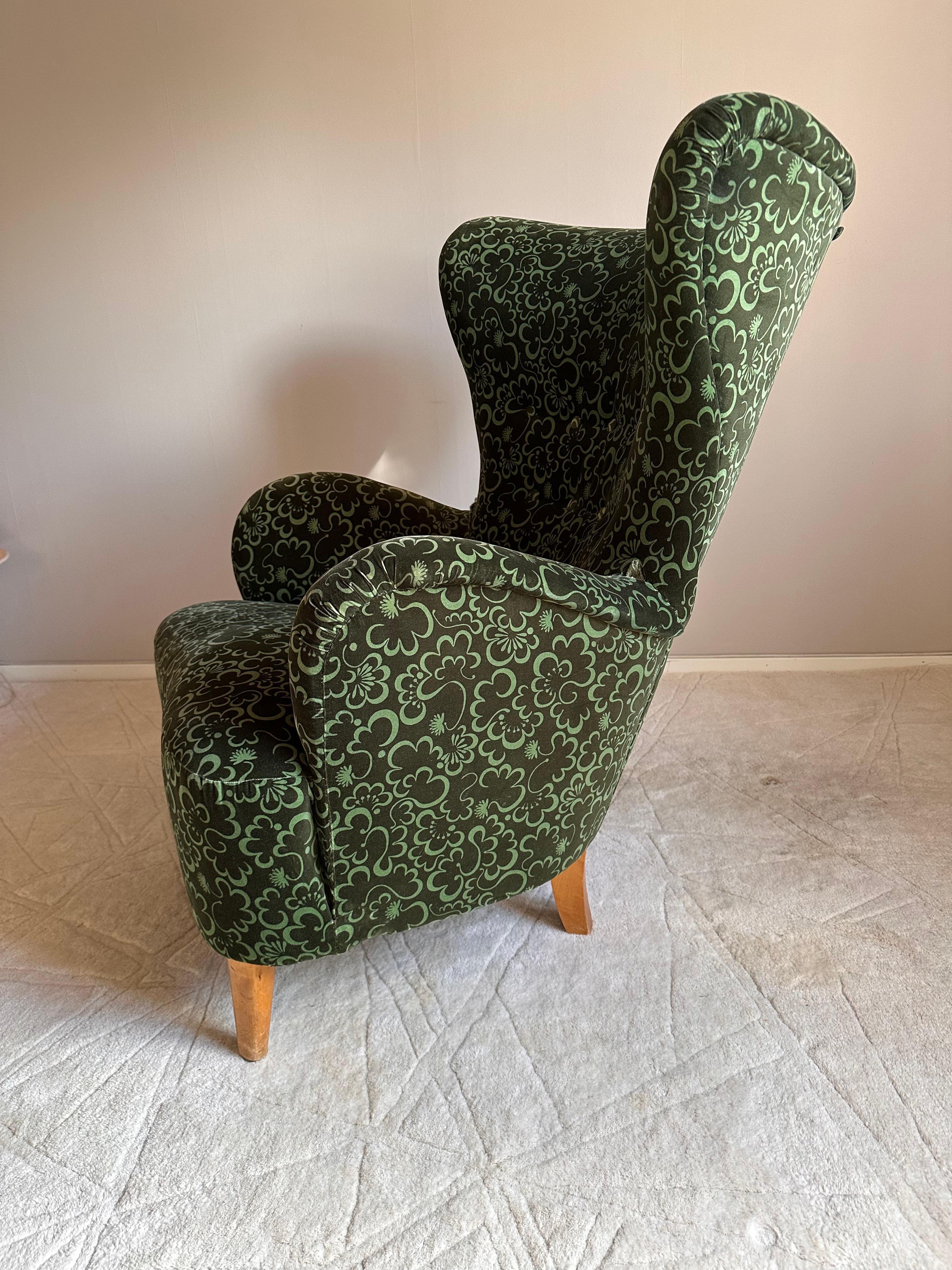 Otto Schulz, Wingback chair for Boet, Sweden, 1940s For Sale 2