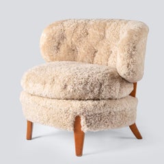 Otto Schulz für Jio Möbler 'Schulz' Sessel aus hellem Schafsleder, 1940er Jahre