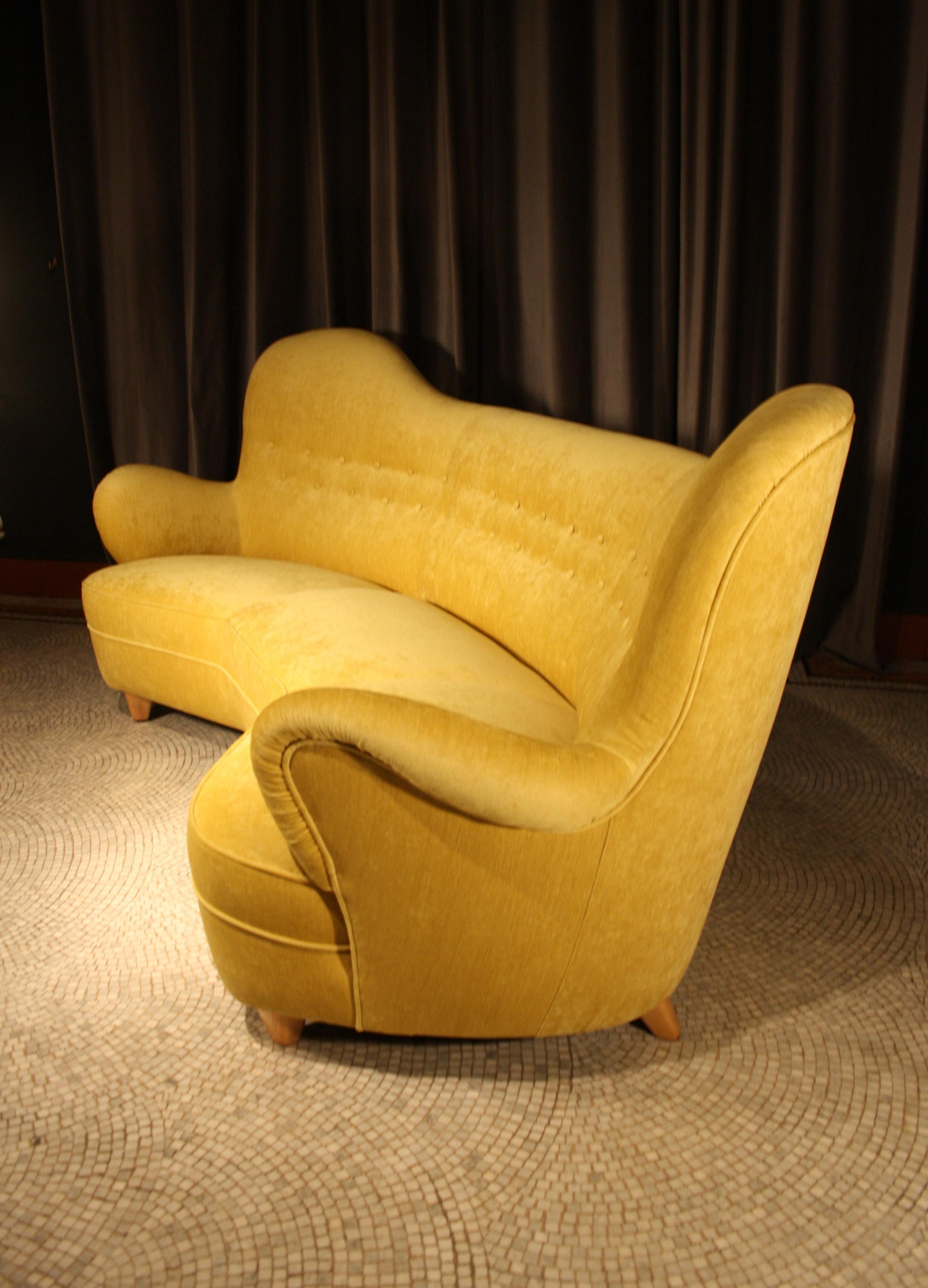 Otto Schulz High Back Banana Sofa for Boet, 1930s In Excellent Condition In Belgium, BE