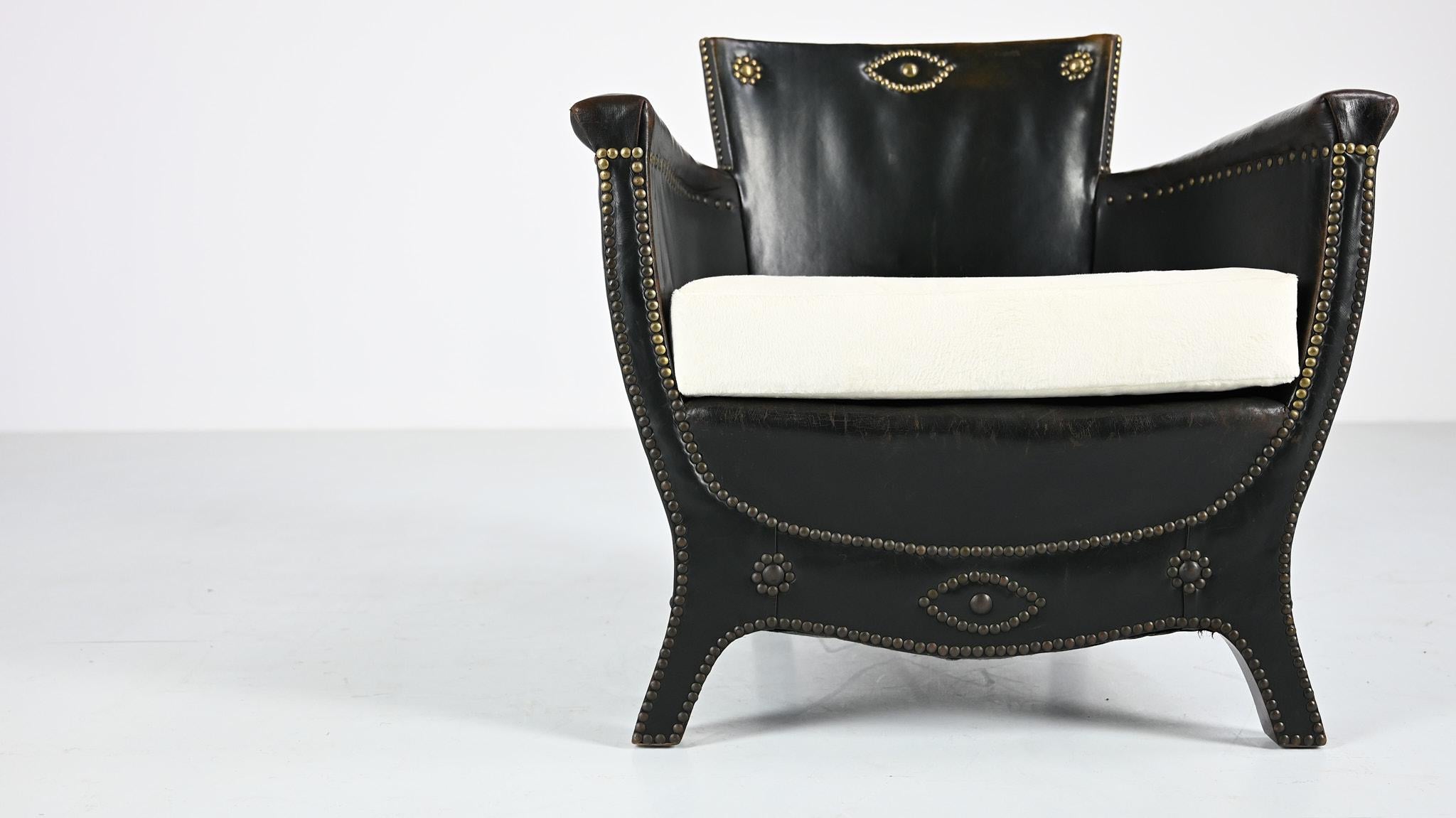 Otto Schulz, Leather Lounge Chair for Boet, Sweden, C.1940 9