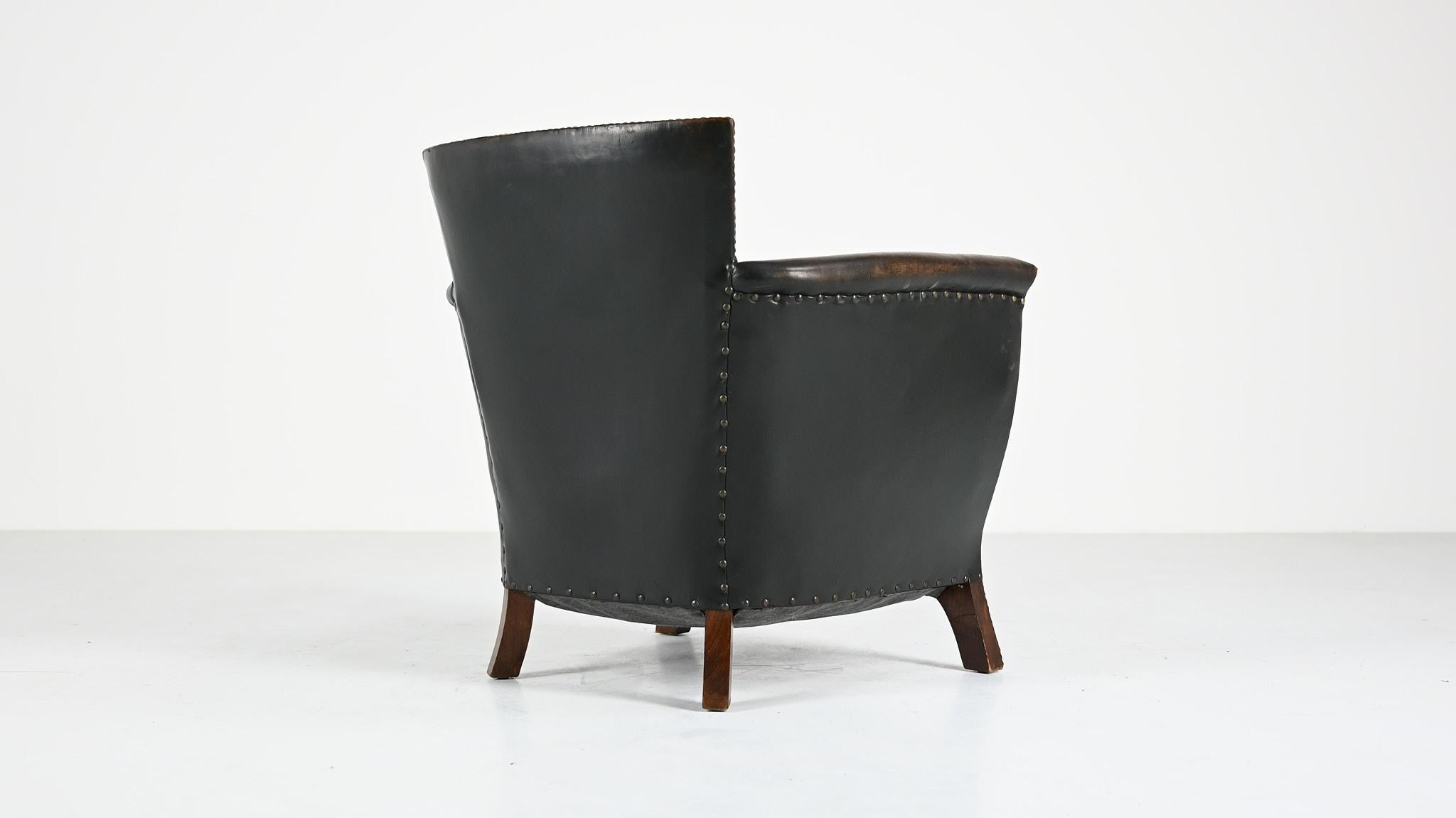 Otto Schulz, Leather Lounge Chair for Boet, Sweden, C.1940 11