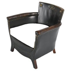 Otto Schulz, Leather Lounge Chair for Boet, Sweden, C.1940