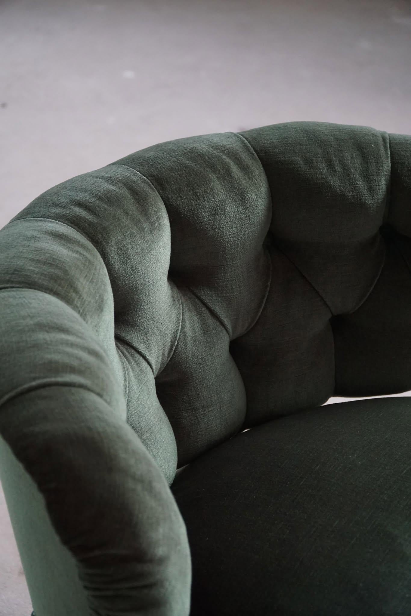 20th Century Otto Schulz, Lounge Chair in Green Velvet, Boet, Swedish Modern, 1940s For Sale
