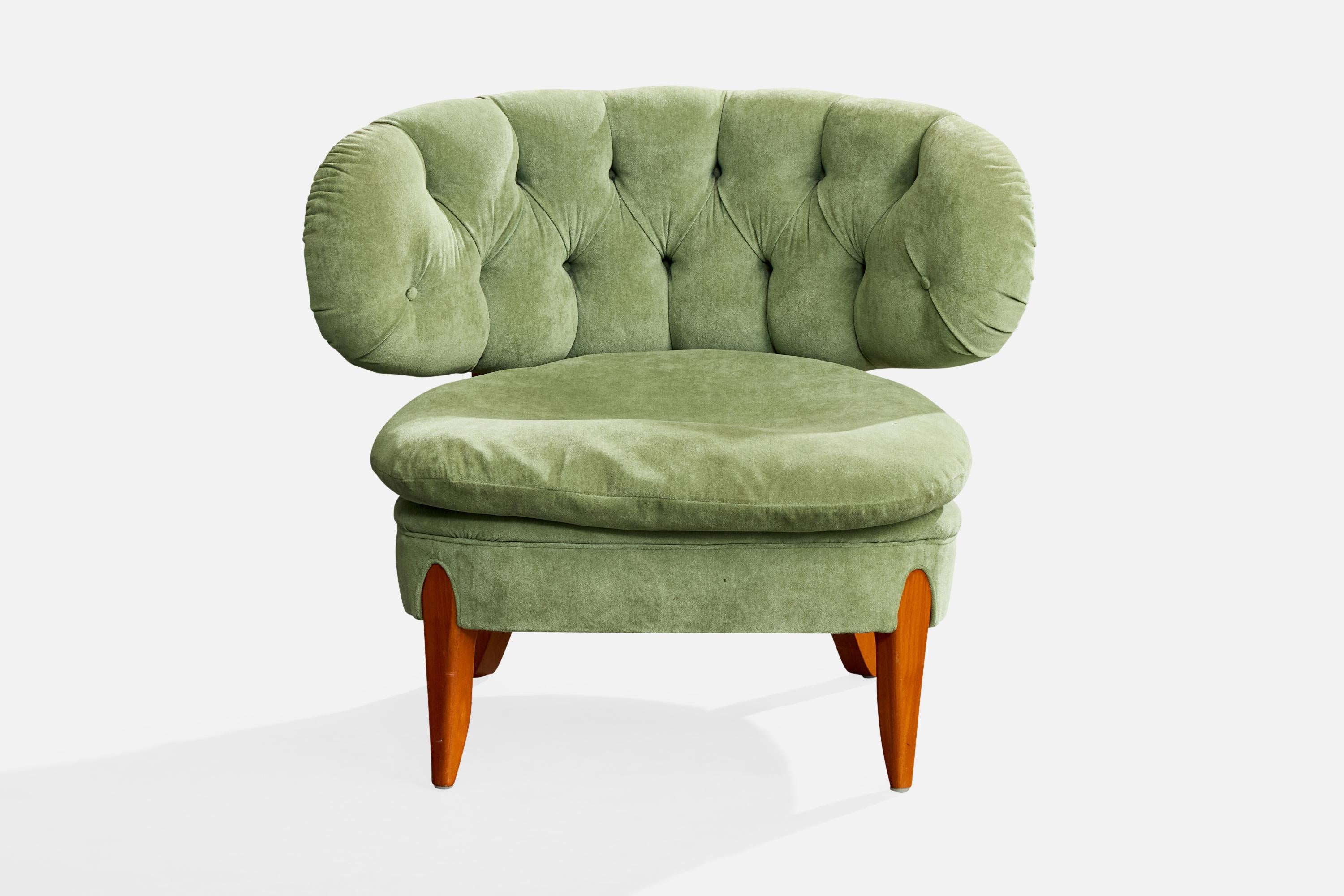 Scandinavo moderno Otto Schulz, Sedia da salotto, Wood, Fabrice, Svezia, anni '40 in vendita