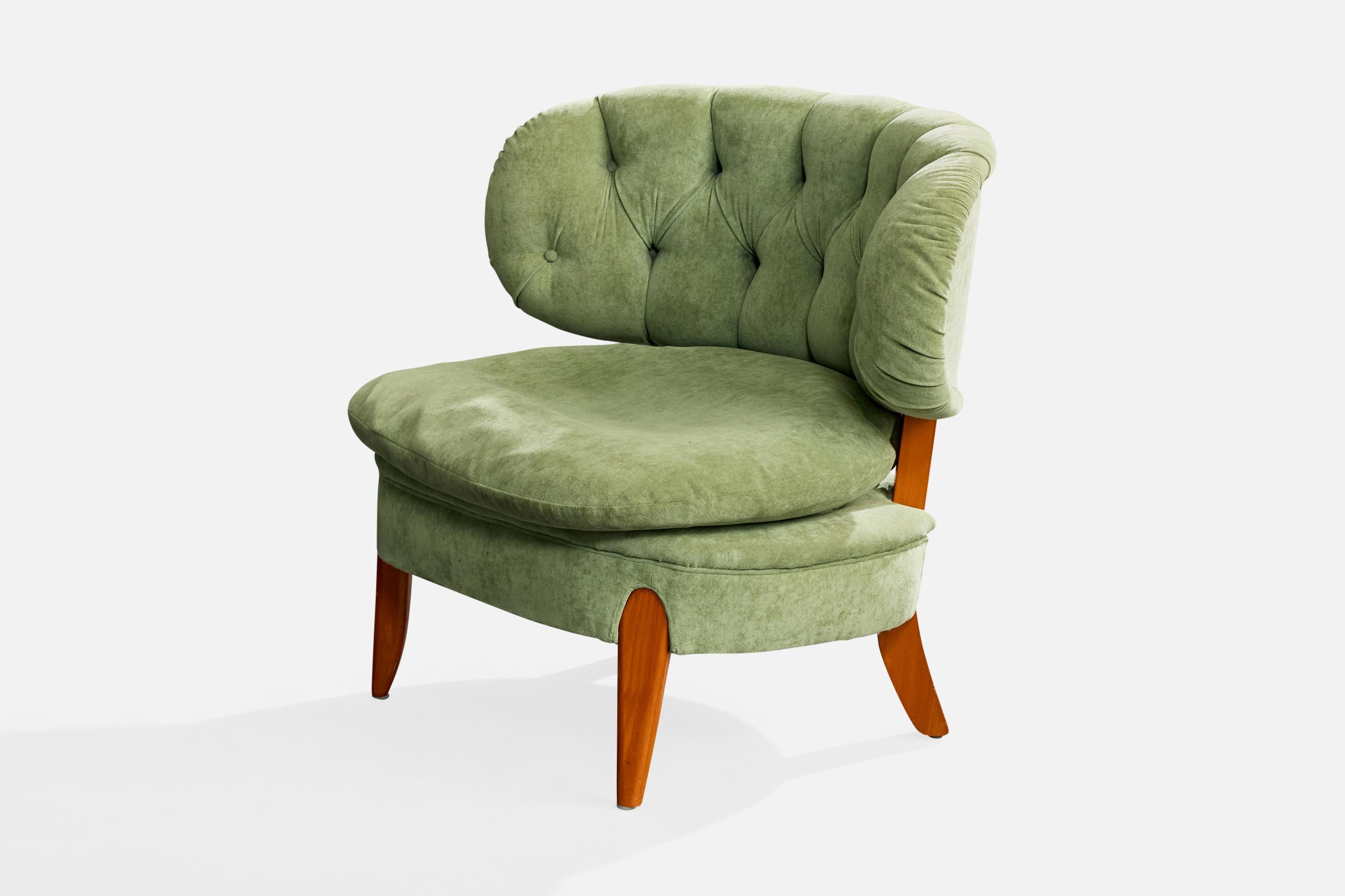 Svedese Otto Schulz, Sedia da salotto, Wood, Fabrice, Svezia, anni '40 in vendita