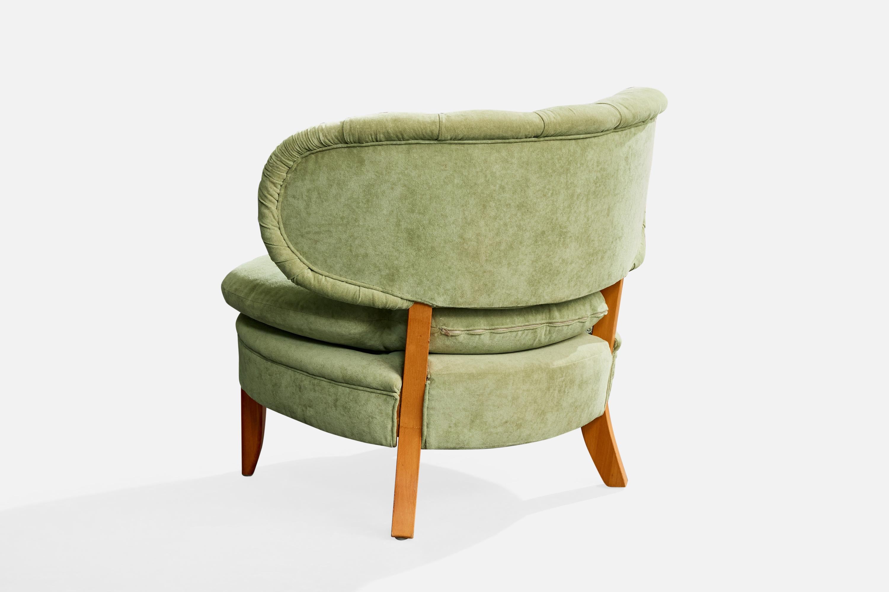 Otto Schulz, Sedia da salotto, Wood, Fabrice, Svezia, anni '40 In condizioni discrete in vendita a High Point, NC