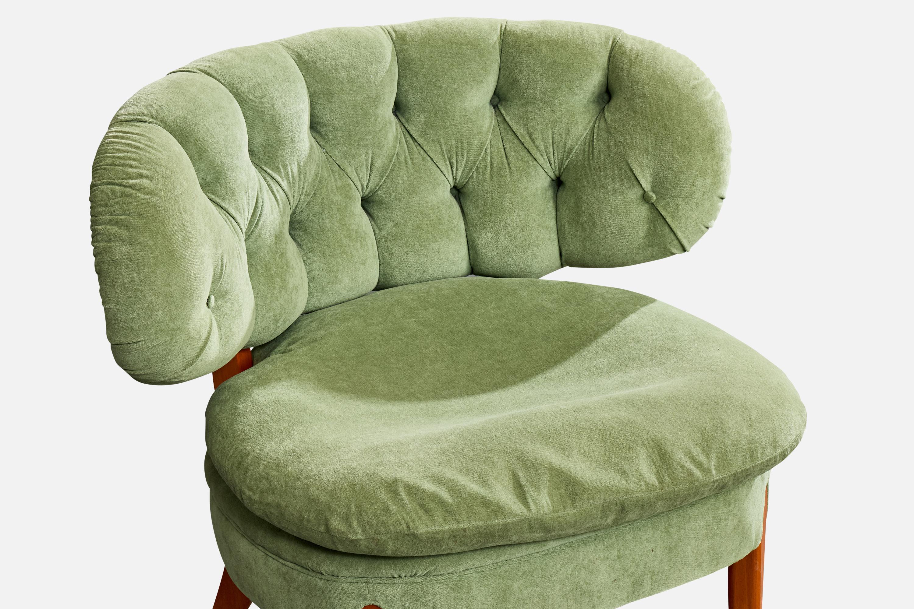 Tessuto Otto Schulz, Sedia da salotto, Wood, Fabrice, Svezia, anni '40 in vendita