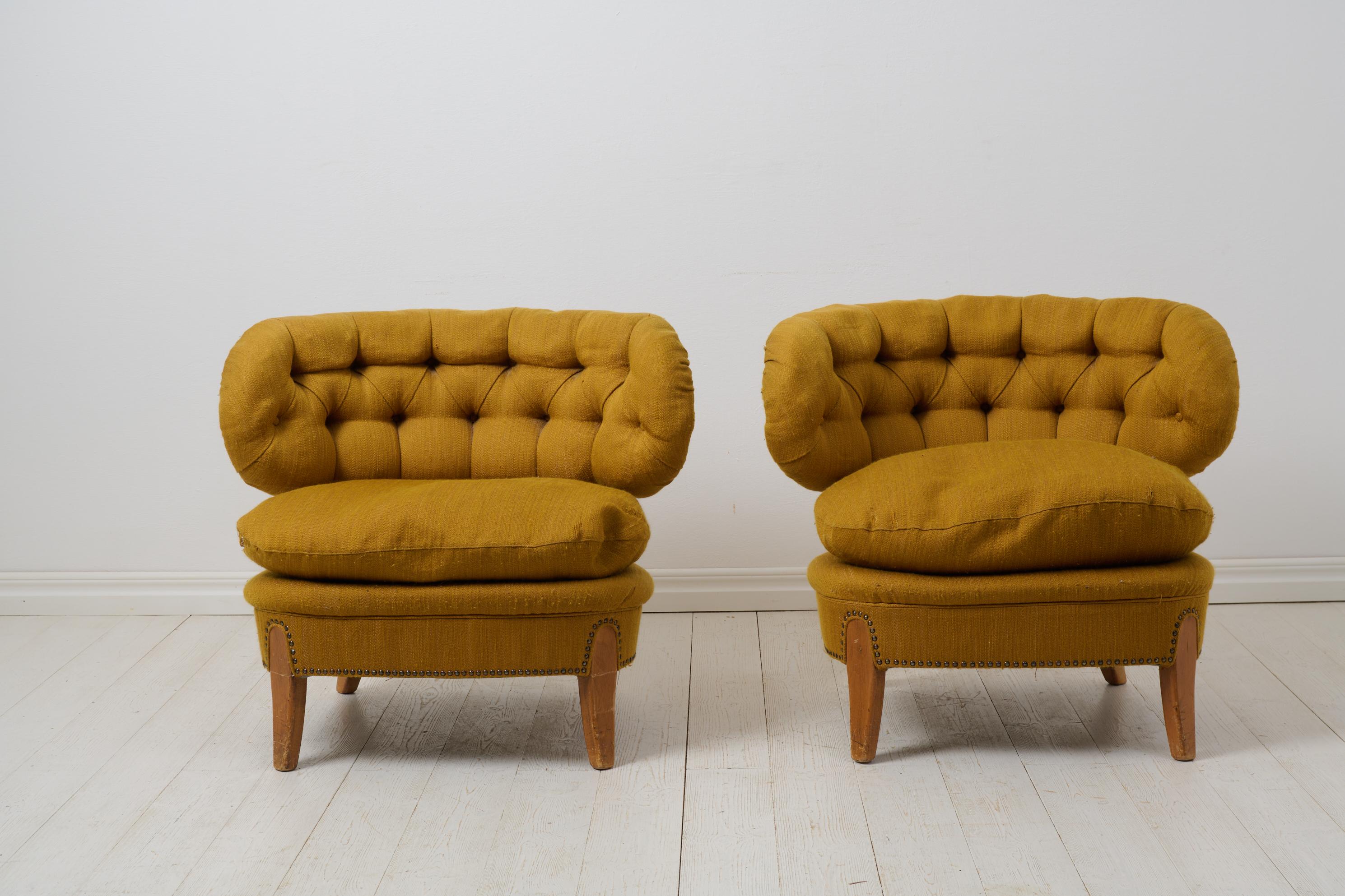 Swedish Otto Schulz Lounge Chairs, Pair of Scandinavian Modern Original Schulz For Sale