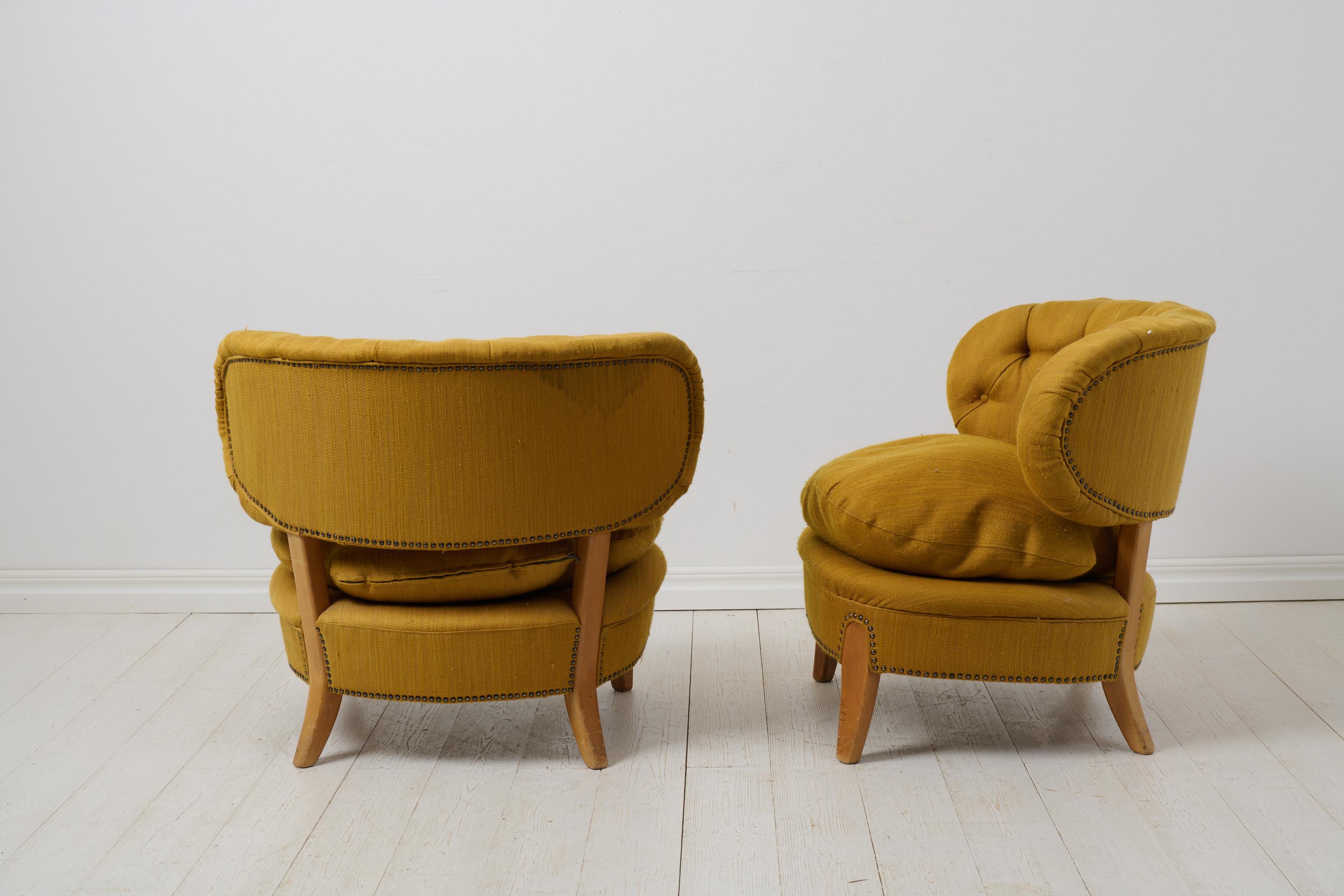 Otto Schulz Lounge Chairs, Pair of Scandinavian Modern Original Schulz In Good Condition In Kramfors, SE
