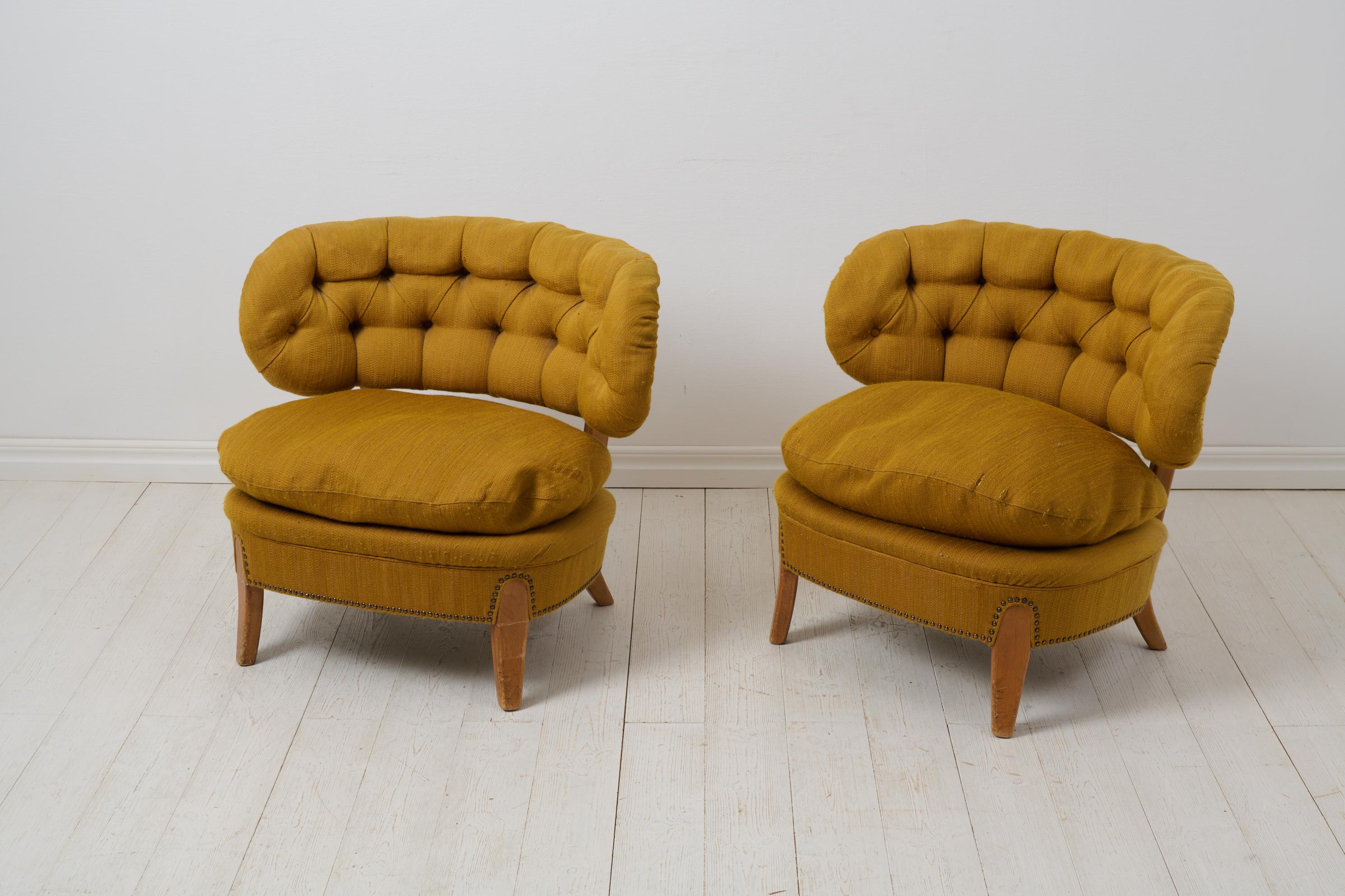 Fabric Otto Schulz Lounge Chairs, Pair of Scandinavian Modern Original Schulz For Sale