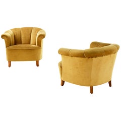 Otto Schulz Pair of 1940s Lounge Chairs for Boet, Scandinavian, Midcentury