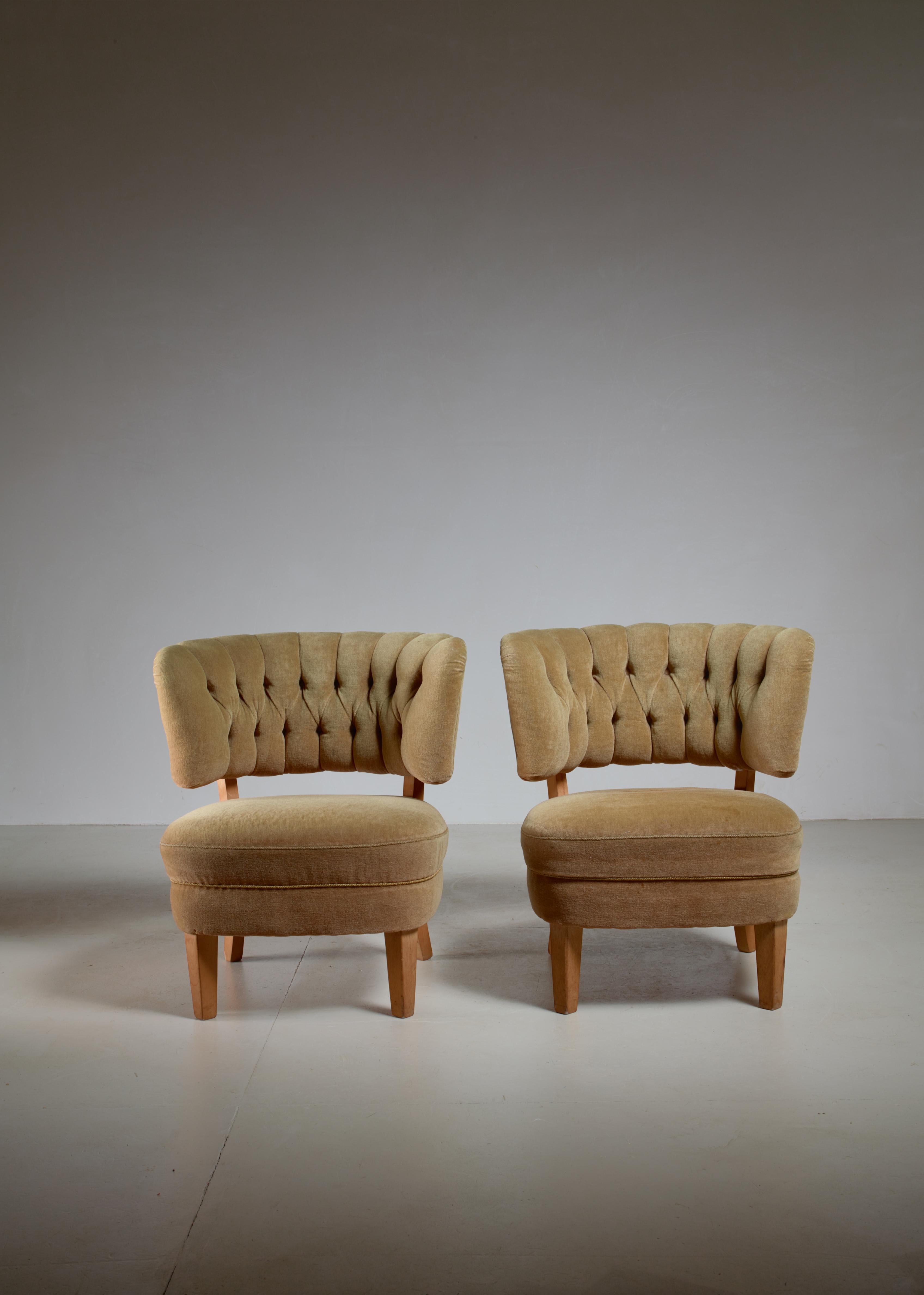 Swedish Otto Schulz Pair of Lounge Chairs by Jio Möbler, Sweden, 1940s