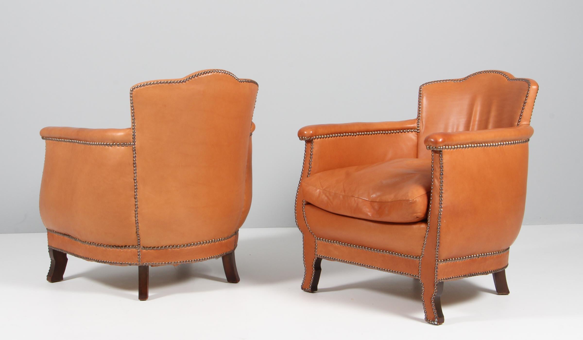 Leather Otto Schulz, Pair of Lounge Chairs