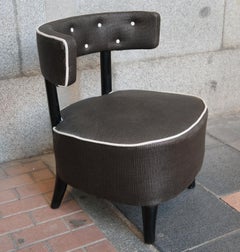 Otto Schulz Pair of Raffia and Wood Legs Midcentury Lounge Chairs, Sweden, 1940