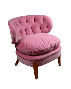 Otto Schulz Paar 'Schulz', neu gepolstert mit rosa Lelièvre-Samt