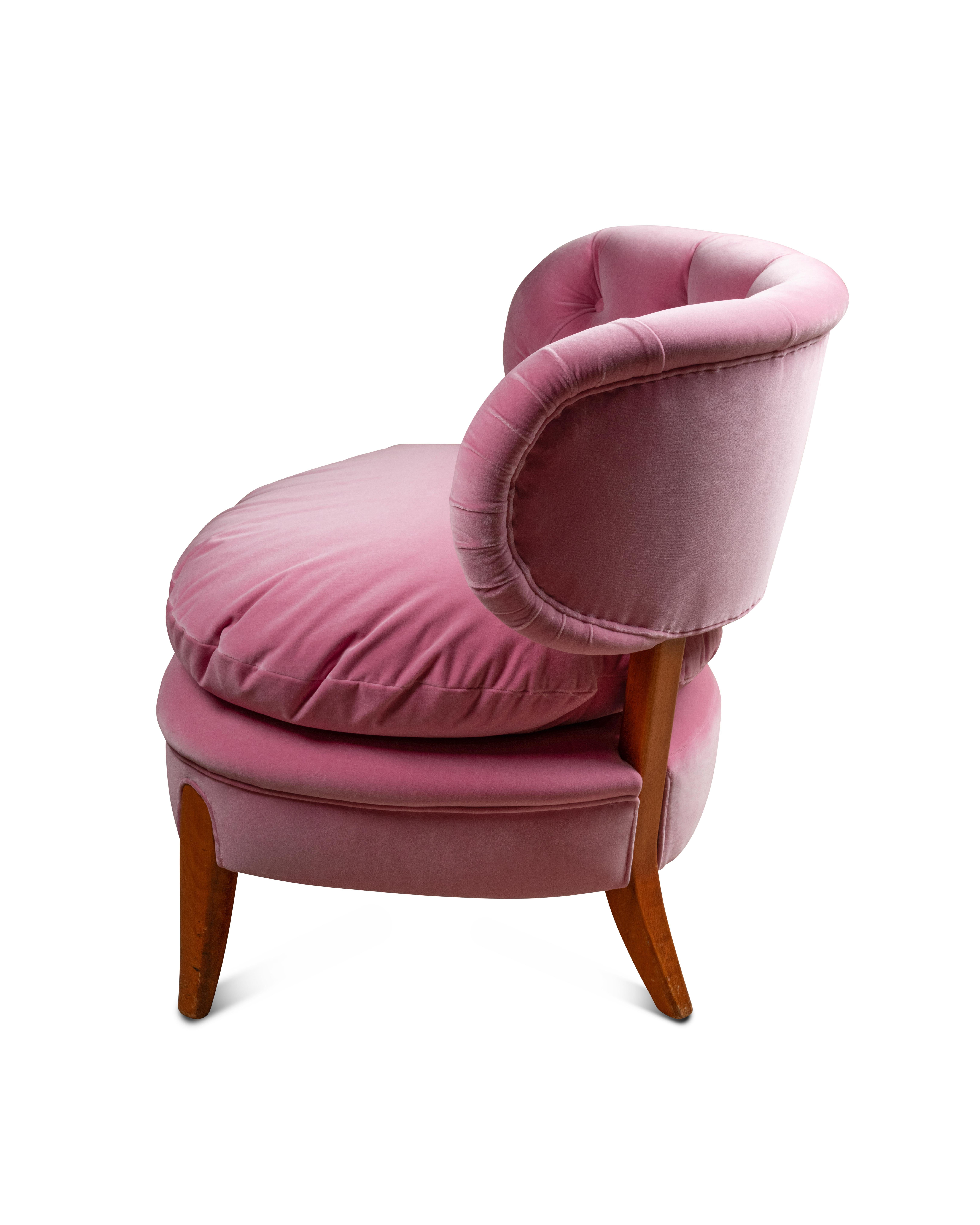 Scandinavo moderno Otto Schulz Coppia di 'Schulz' rivestite in velluto rosa di Lelièvre in vendita