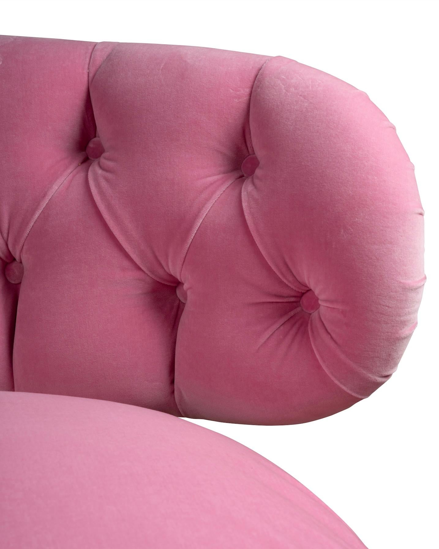 Velluto Otto Schulz Coppia di 'Schulz' rivestite in velluto rosa di Lelièvre in vendita
