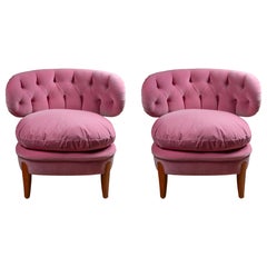 Otto Schulz Pareja de "Schulz" retapizados con terciopelo rosa de Lelièvre