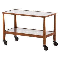 Otto Schulz Trolley in Oak, Glass and Woven Cane Produced by Boet in Sweden