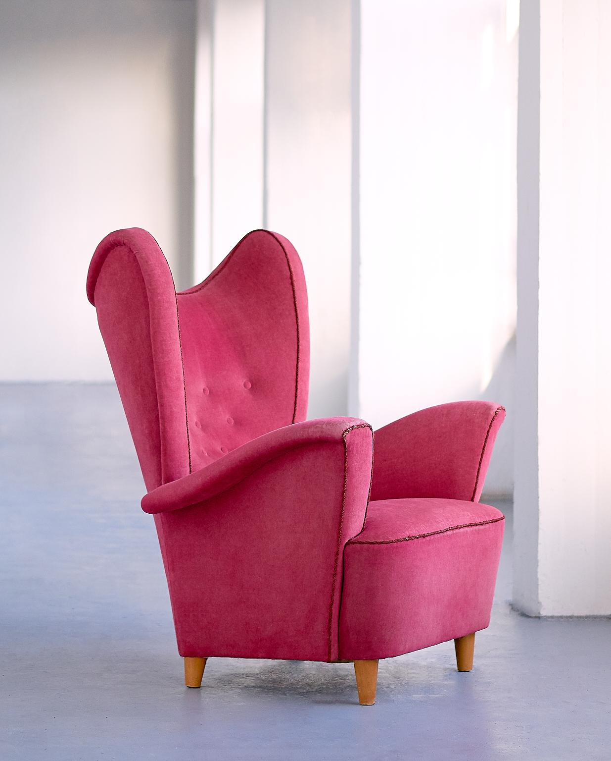 Otto Schulz Wingback Armchair for Boet, Sweden, Late 1940s 6