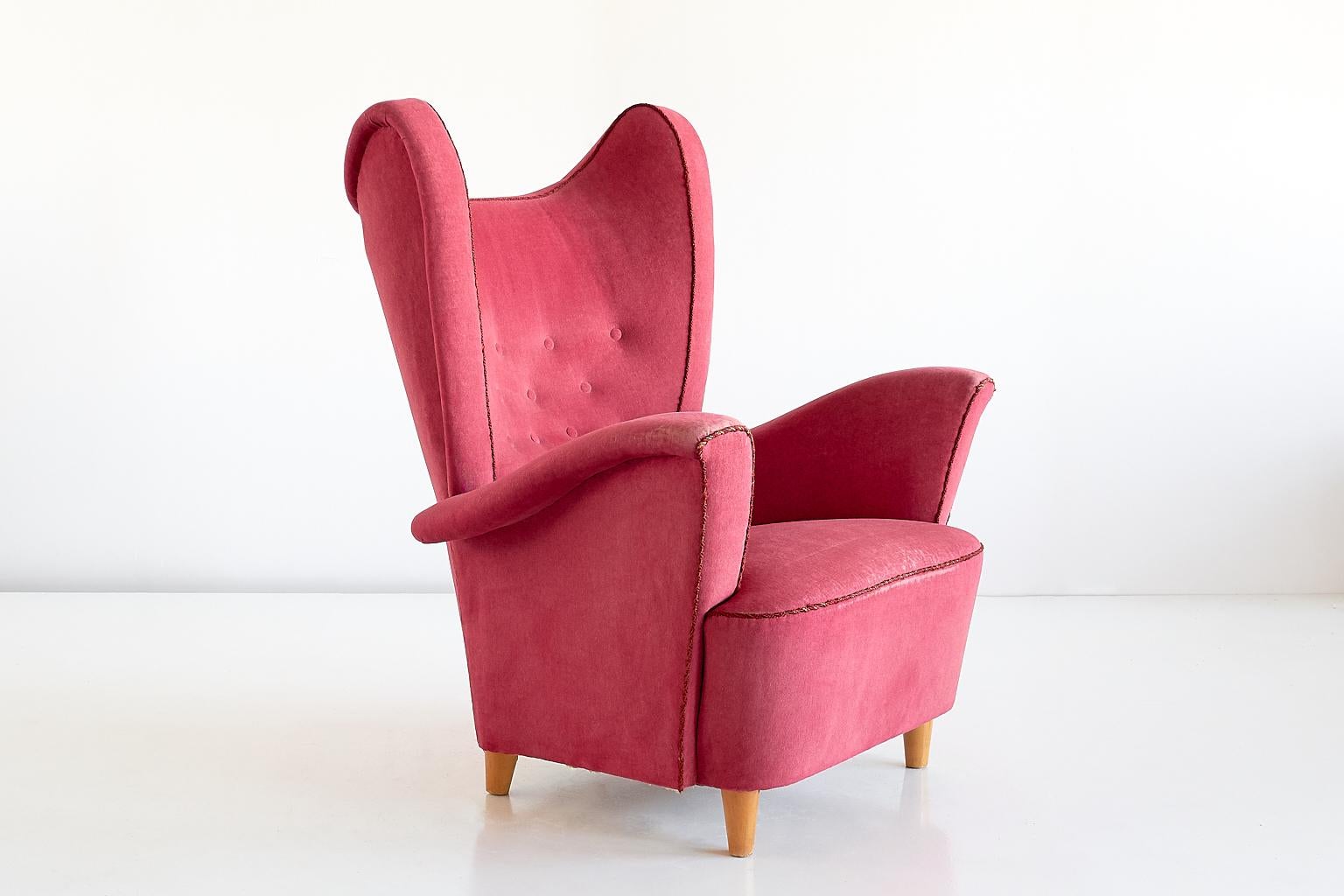 Otto Schulz Wingback Armchair for Boet, Sweden, Late 1940s In Good Condition In The Hague, NL