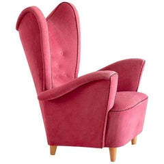 Otto Schulz Wingback Armchair for Boet, Sweden, Late 1940s