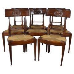 Huit chaises Direttorio en noyer, Toscane, Lucques vers 1795