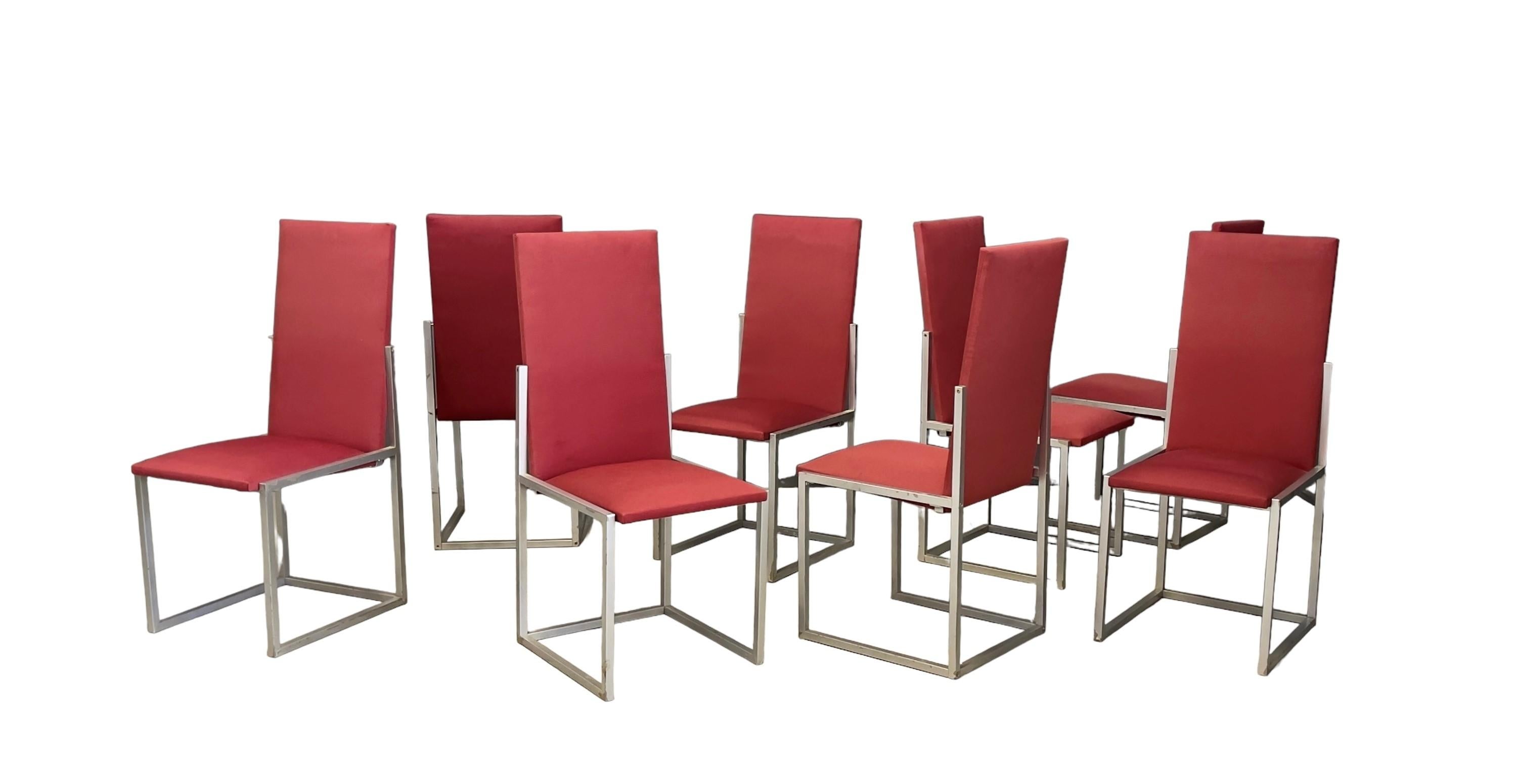 Metal Eight Italian Chairs, Turri Production, 1970s For Sale