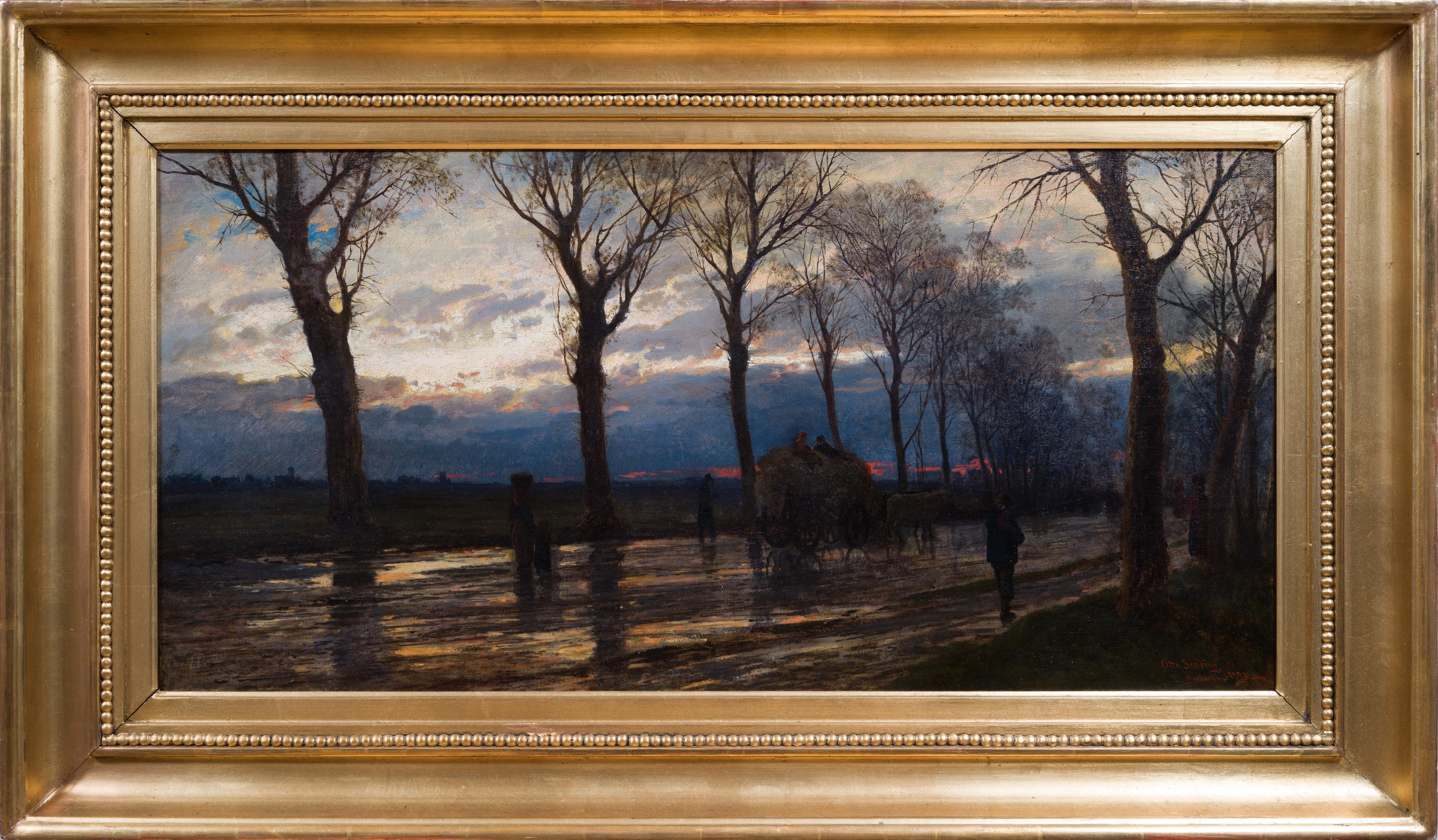 Otto Sinding Landscape Painting - Nach dem Regen Oil Painting, Landscape with Figures, Signed 1873