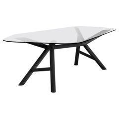 Otto Small Dining Table in Black Ash Base & Glass Top by Paolo Cappello
