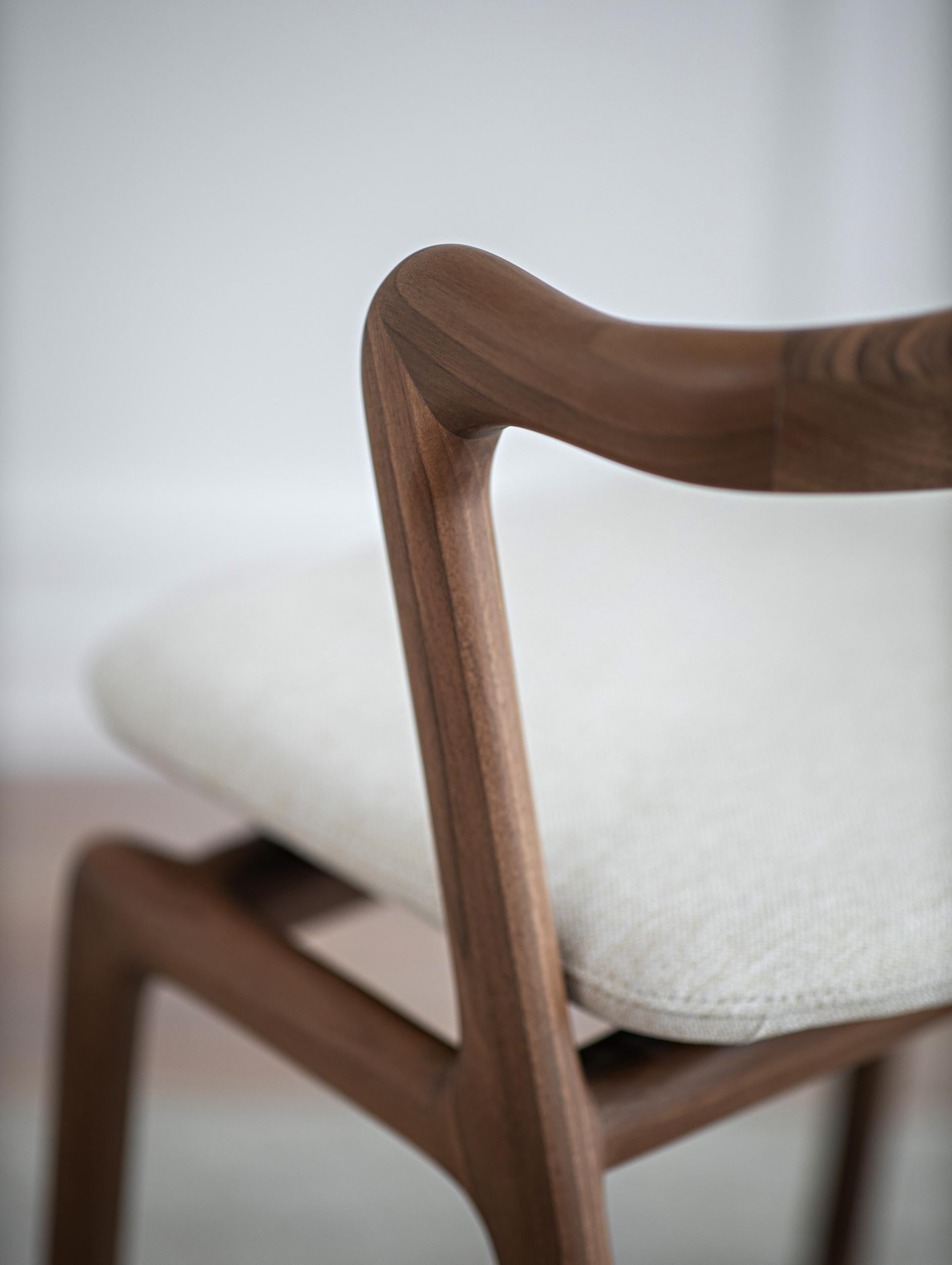 Hand-Crafted Otto Solid Wood Chair in Walnut by Charlie Pommier For Sale