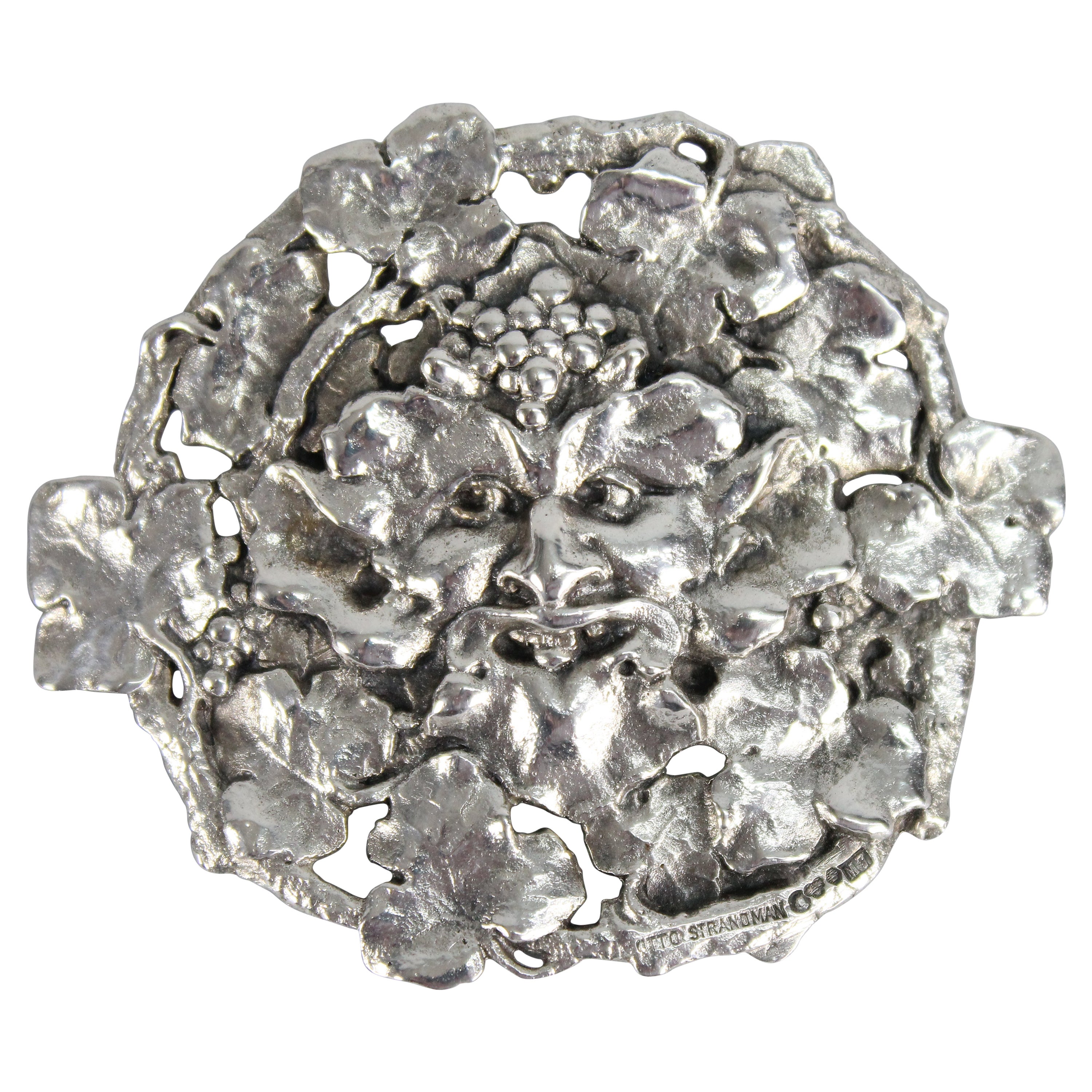 Otto Strandman Spilla d
argento Bacchus Art Nouveau 1914, Stoccolma Svezia in vendita