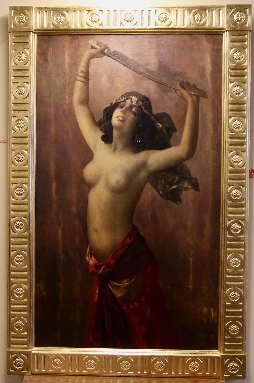 Otto Theodore Gustav Lingner, Oriental female nude, bride dancing with a Sword For Sale 1