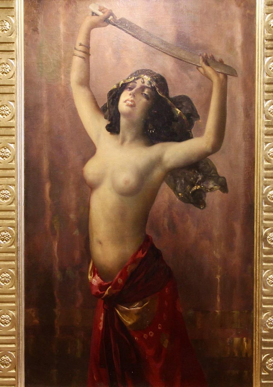 Otto Theodore Gustav Lingner, Oriental female nude, bride dancing with a Sword For Sale 3