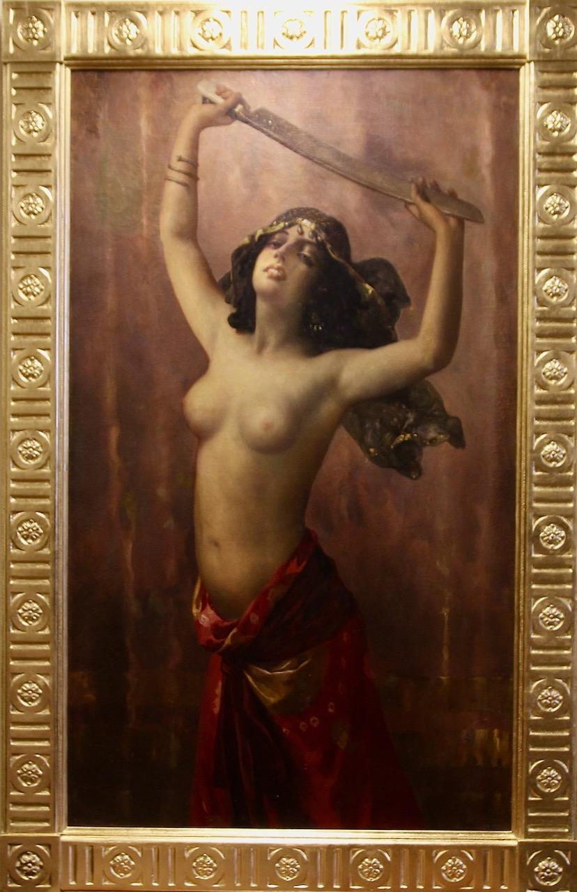 Otto Theodore Gustav Lingner, Oriental female nude dancing with a sword,

Dimensions without frame 80 cm x 136 cm
Measures with frame 102cm x 157cm

An outstanding work of art by Otto Theodore Gustav Lingner, a talented artist of the early 20th