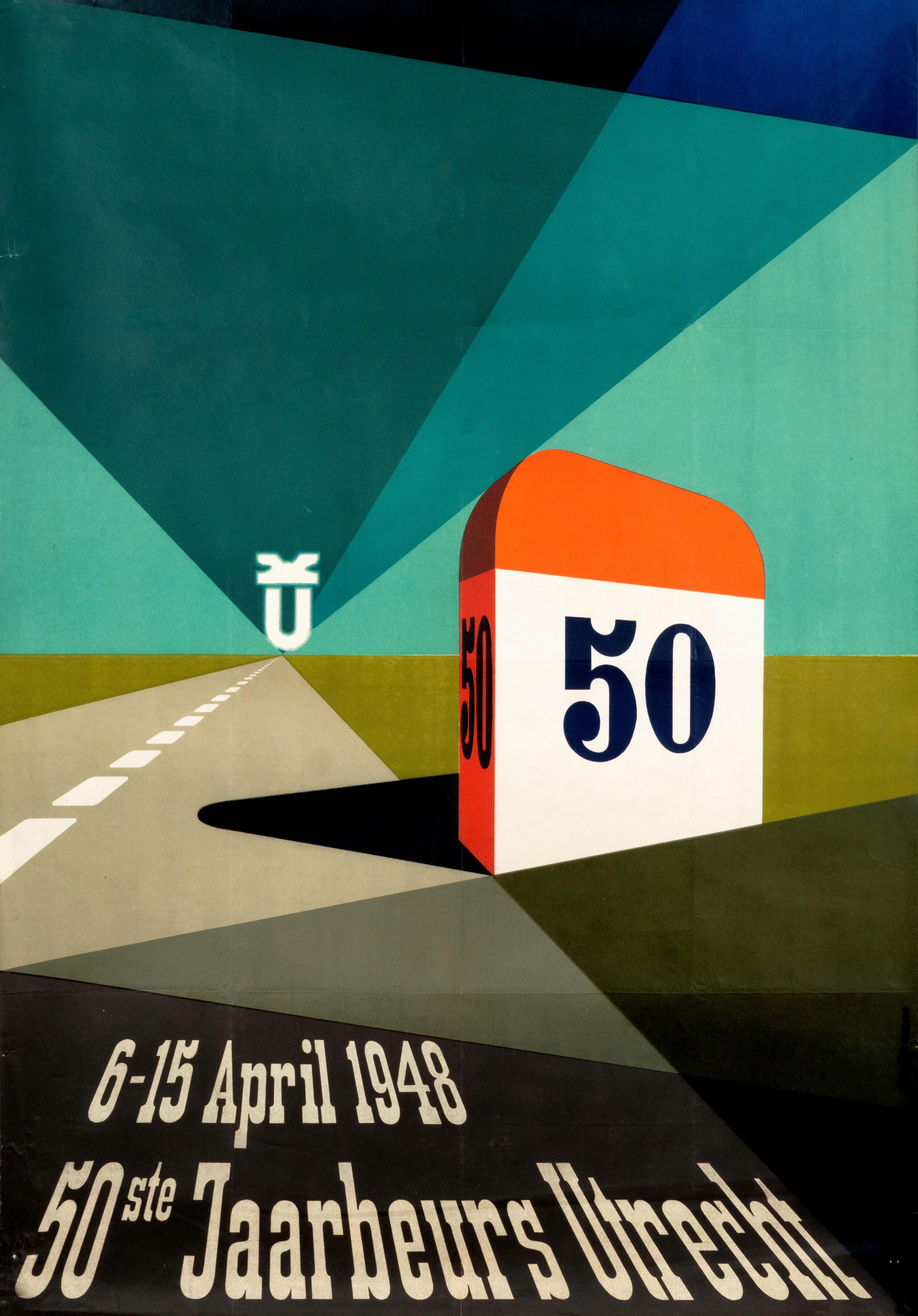 Otto Treumann Abstract Print - "50ste Jaarbeurs Utrecht 1948" Original Dutch Mid-Century Trade Fair Poster
