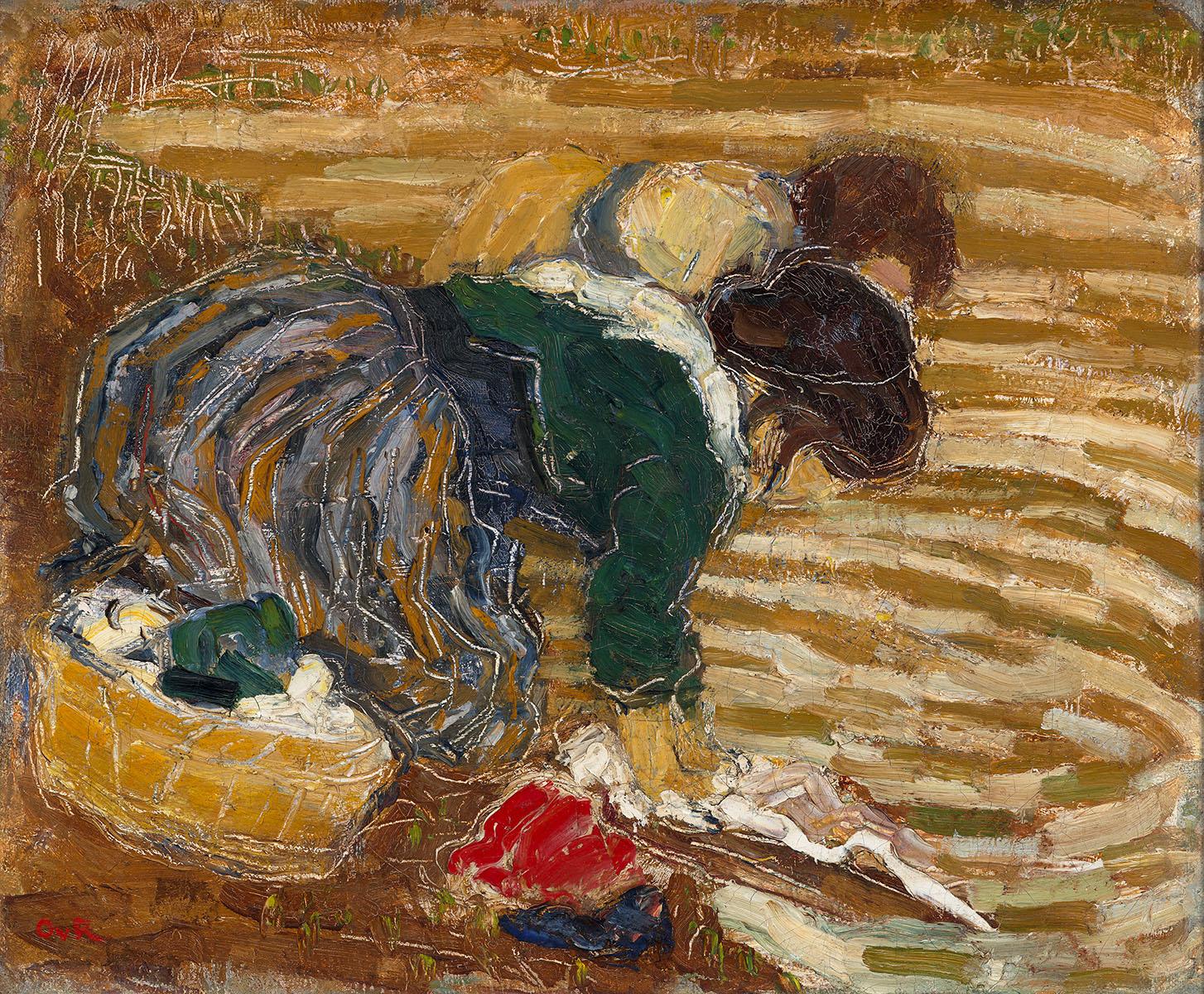 Lavandaie, hacia 1905 - Figurative Painting Marrón de Otto van Rees