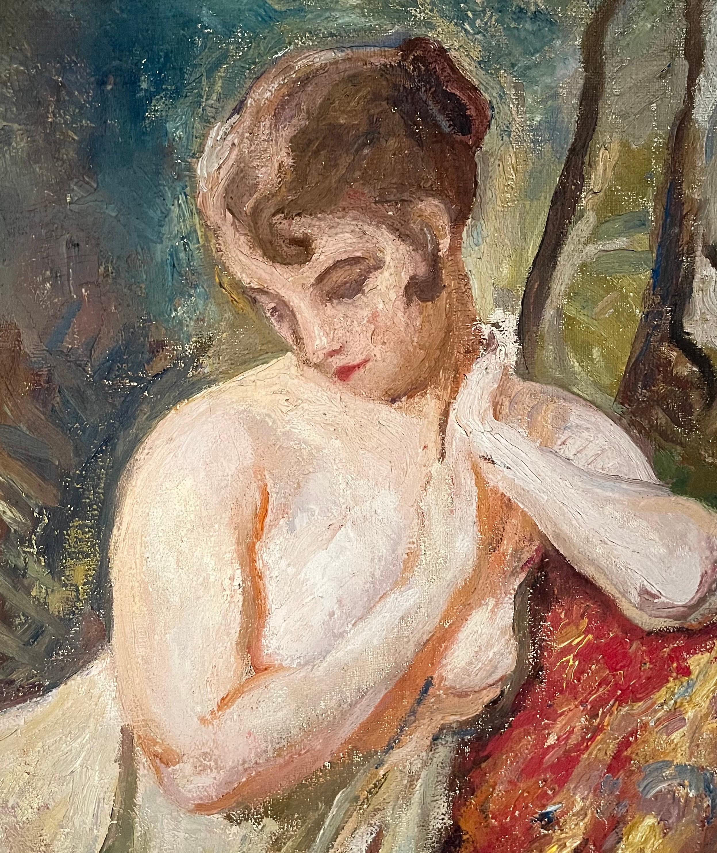 The Reflection of The Model by Otto Vautier - Oil on Canvas 81x65 cm For Sale 2