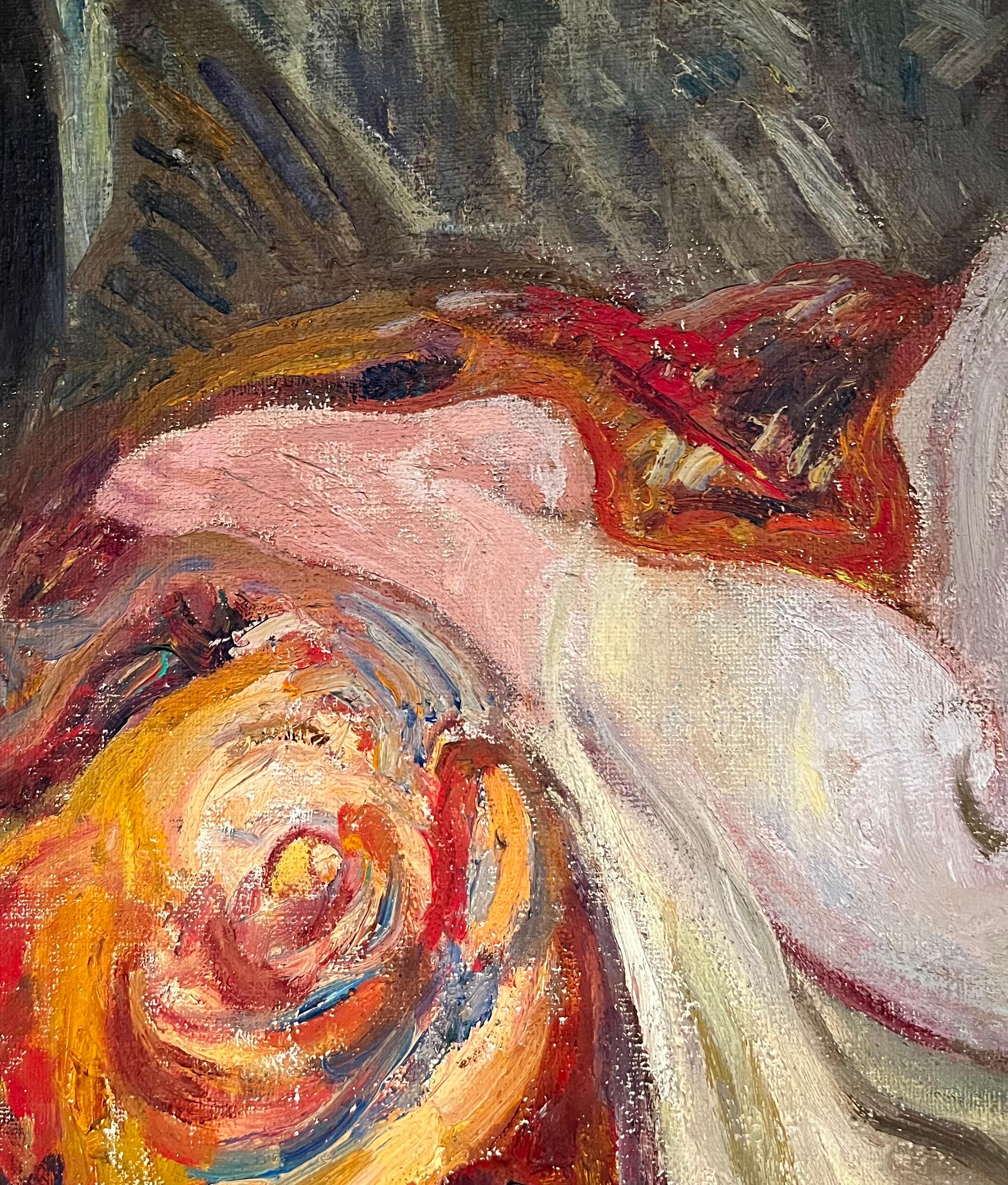 The Reflection of The Model by Otto Vautier - Oil on Canvas 81x65 cm For Sale 3